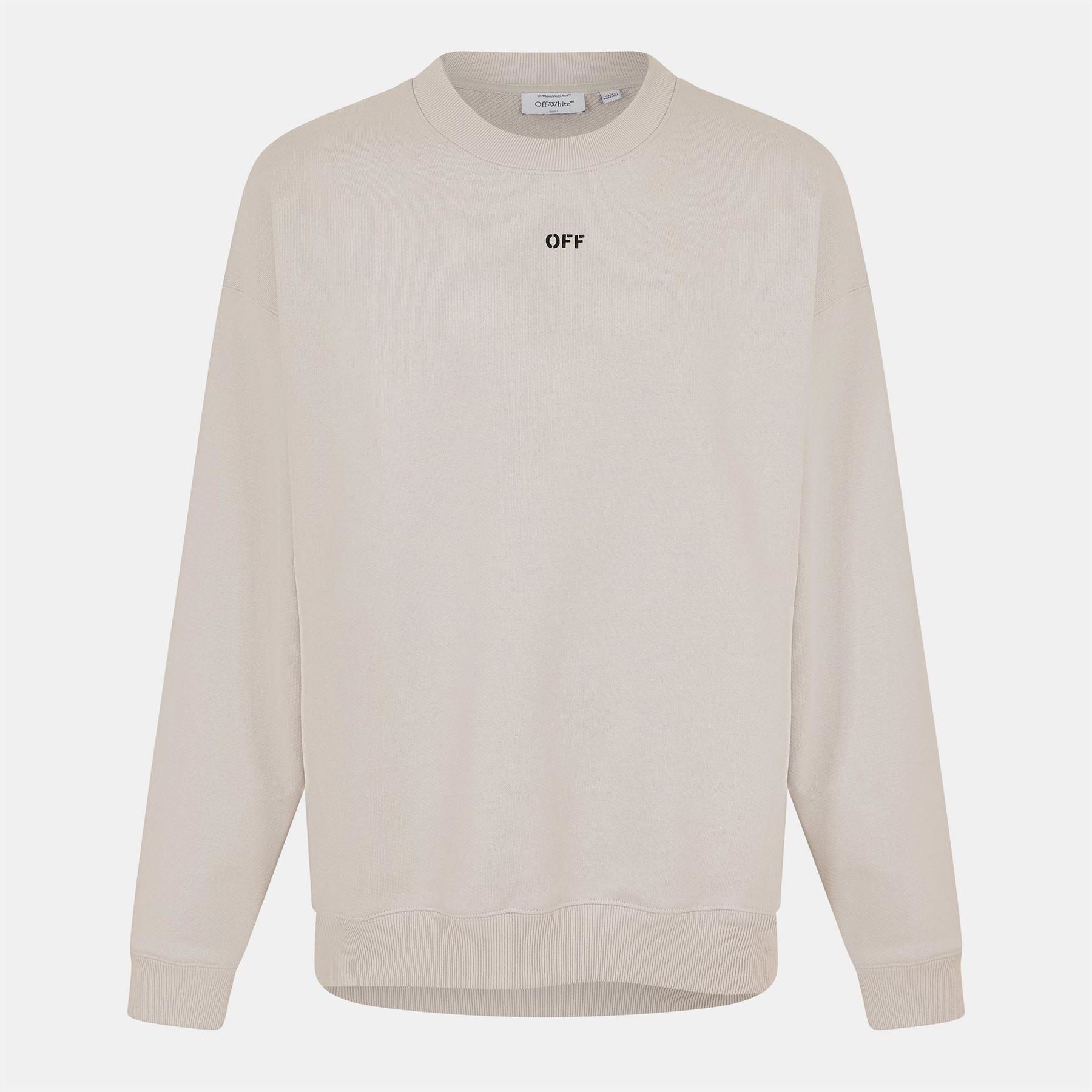 Off White Crew Neck Long Sleeve Regular Fit Sweater