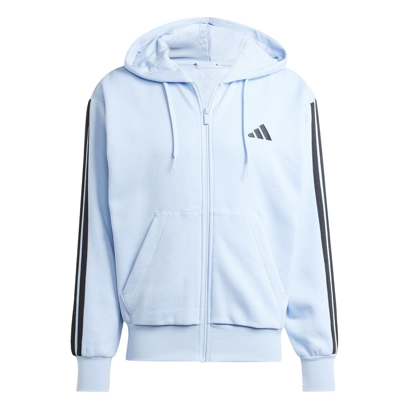 adidas Mens Essentials Fleece 3 Stripes Full Zip Hoodie