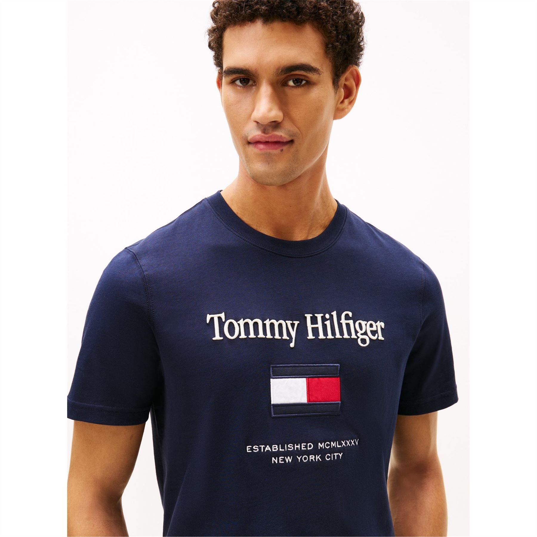 Tommy Hilfiger Embroidered Flag Graphic Crew Neck Short Sleeve T-Shirt