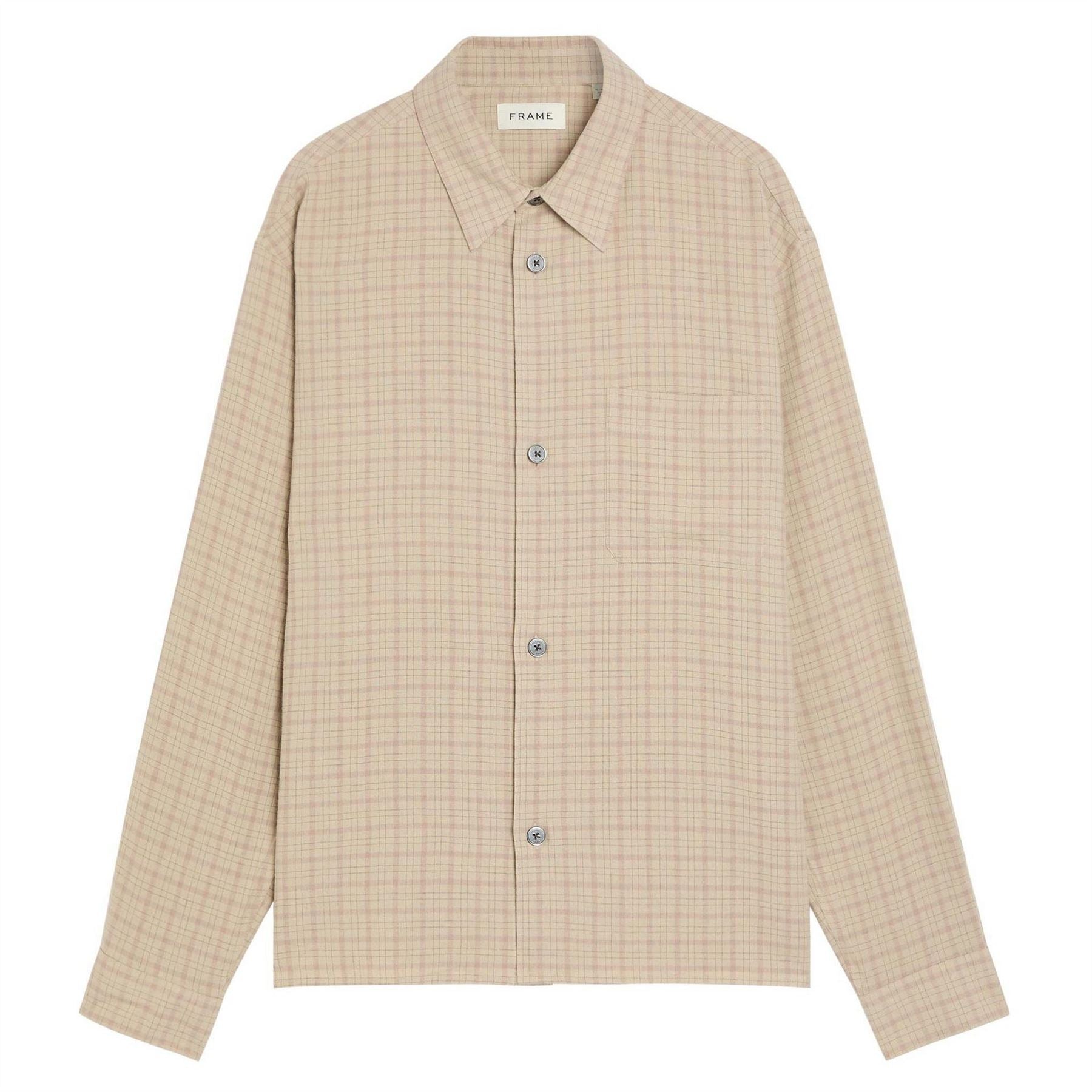 Frame Linen Blend Plaid Oshirt