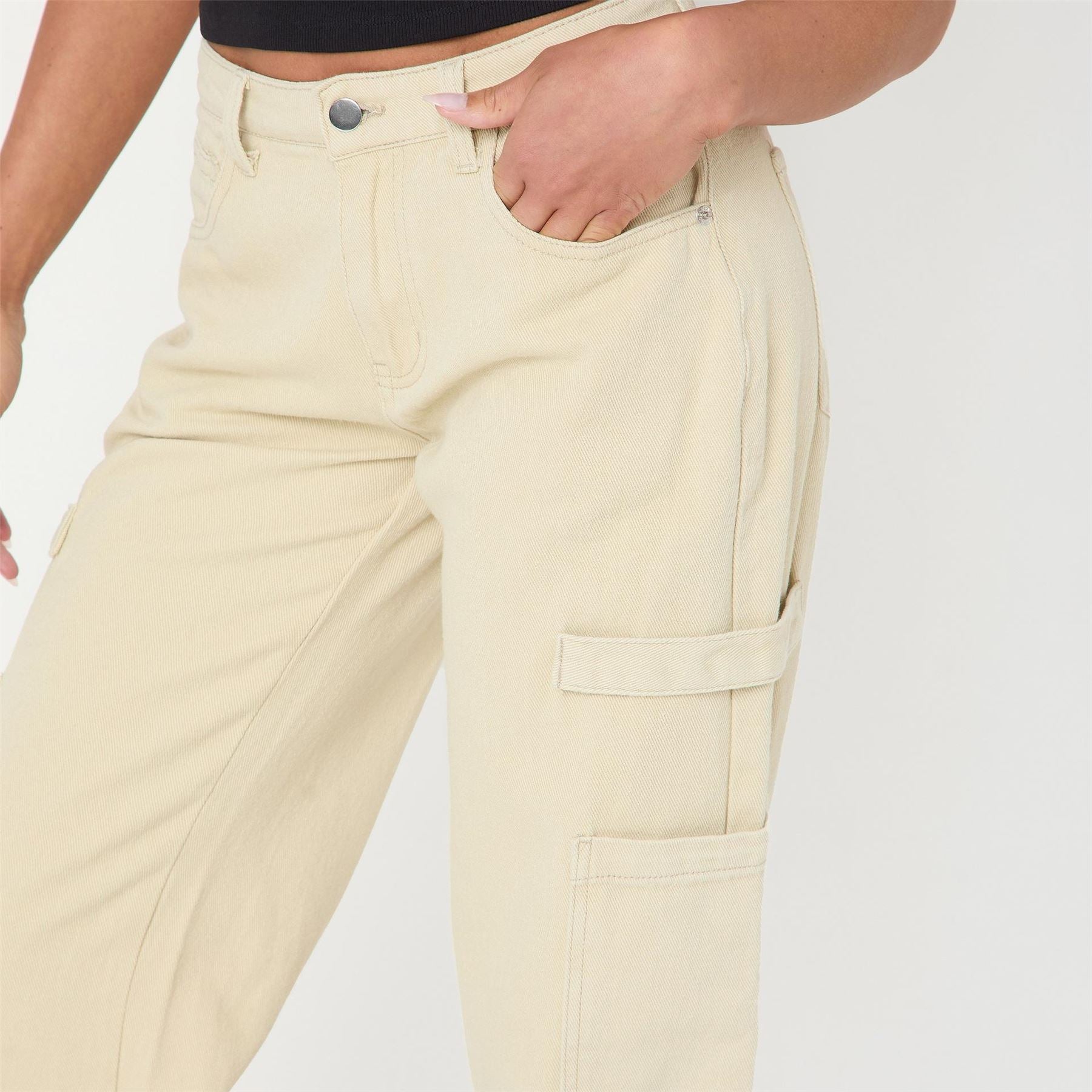 I Saw It First Rise Pocket Detail Wide Leg Jeans