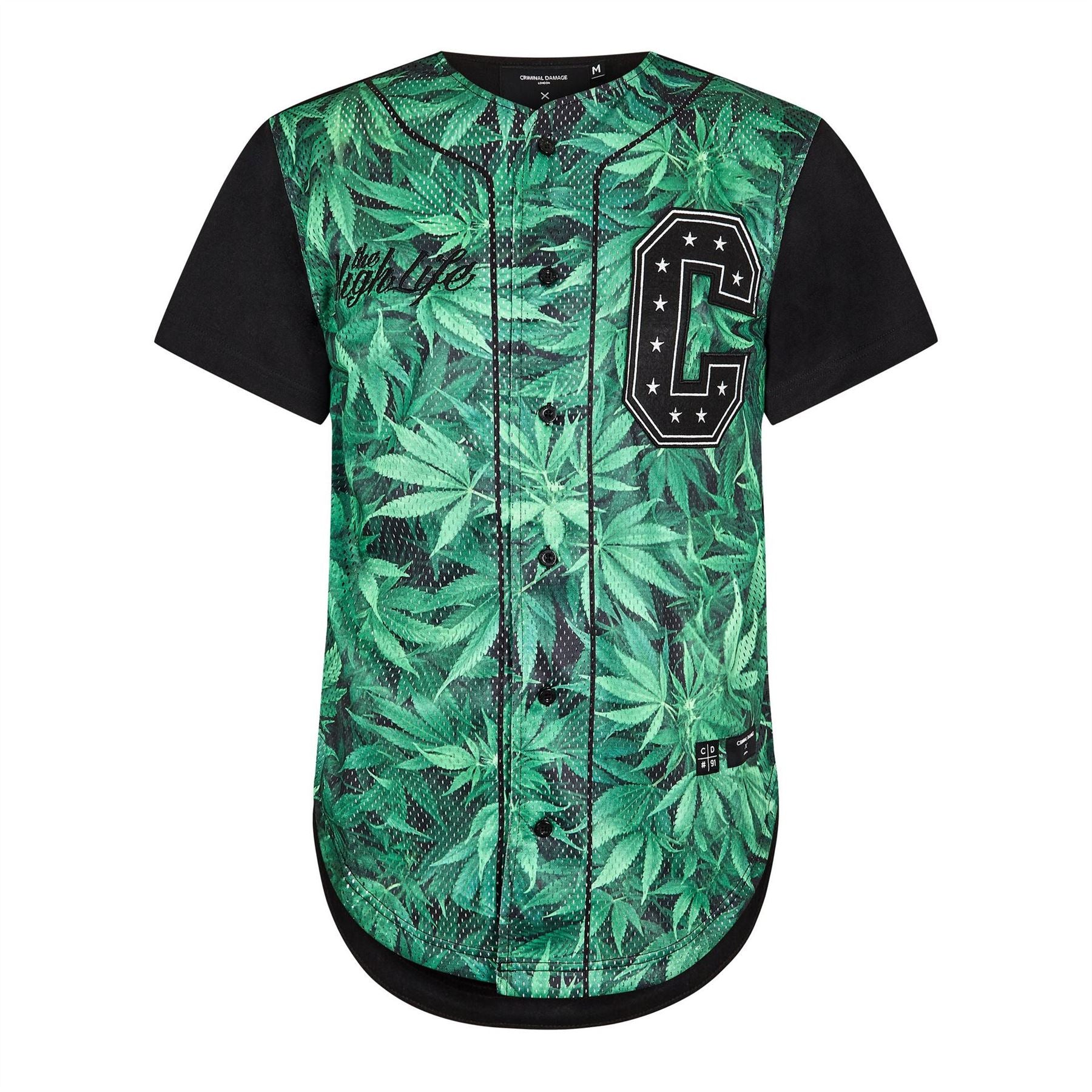 Criminal Damage Mens Highlife Baseball Top G