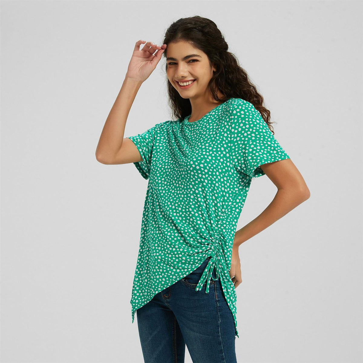 Be You Ruched Regular Fit Crew Neck T-Shirt