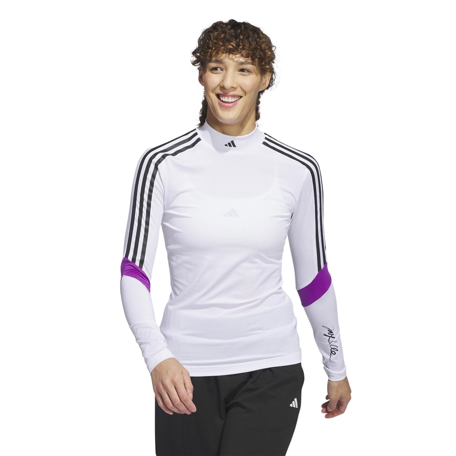adidas Mock Neck Long Sleeve Slim Fit Jersey Top