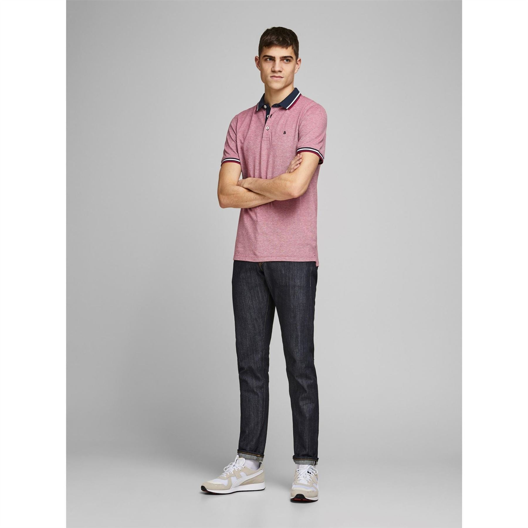 Jack and Jones Paulos Tipped Pique Short Sleeve Polo Shirt