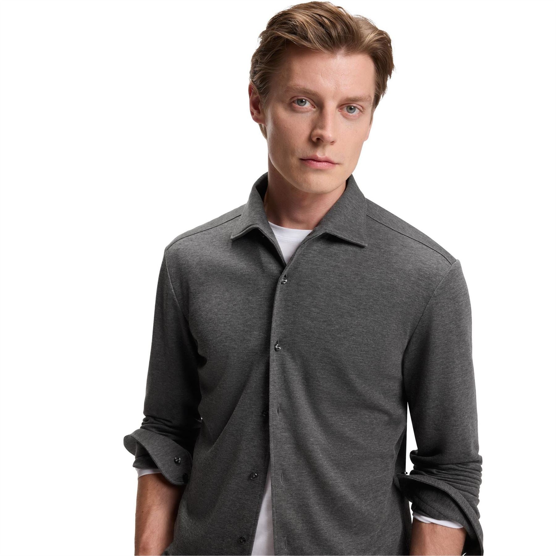 Boss Rudy Double Breasted Lyocell Long Sleeve Slim Fit Shirt