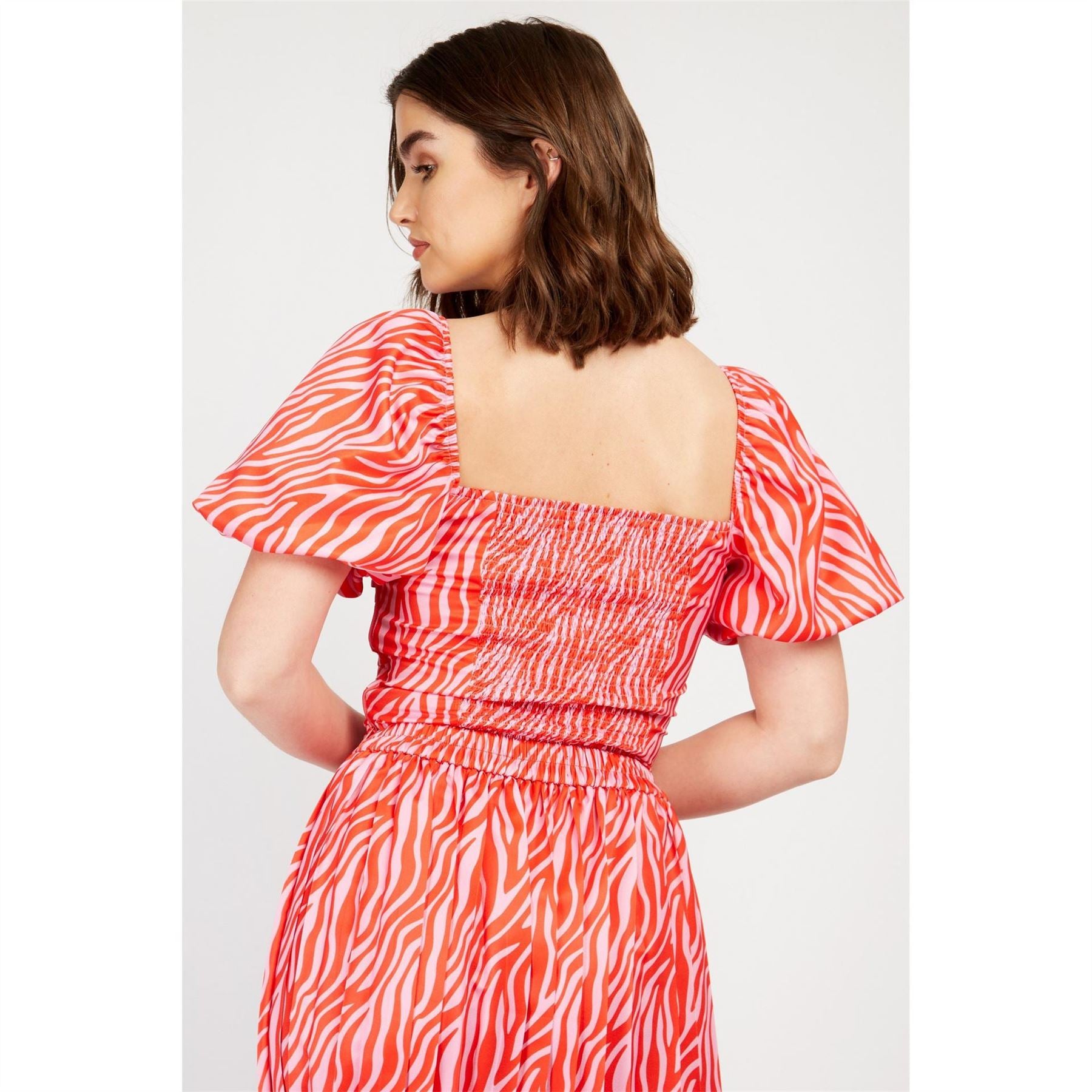 Little Mistress Cropped Puff Sleeve Square Neck Top
