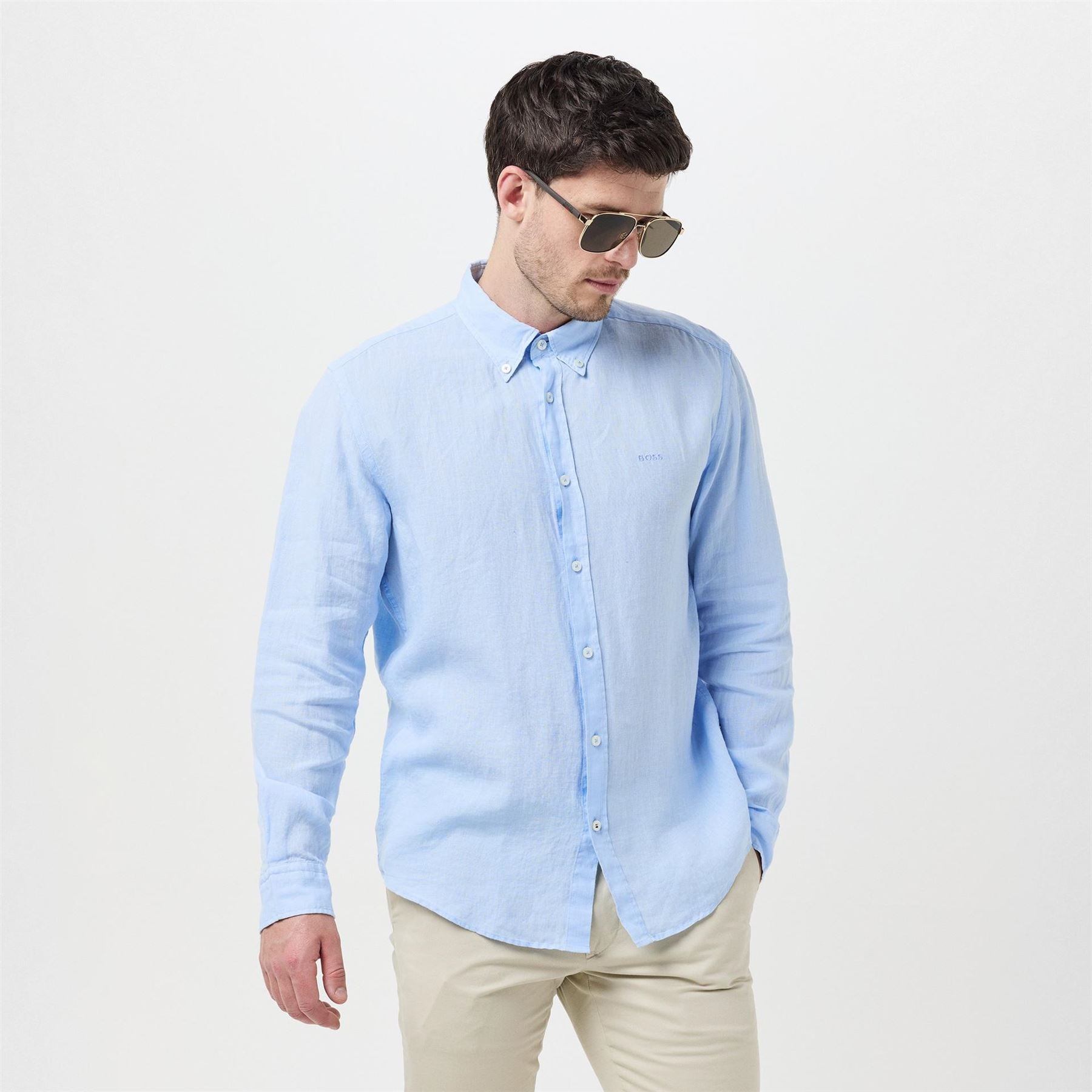 Boss Liam Regular Fit Cuff Sleeve Point Collar Shirt