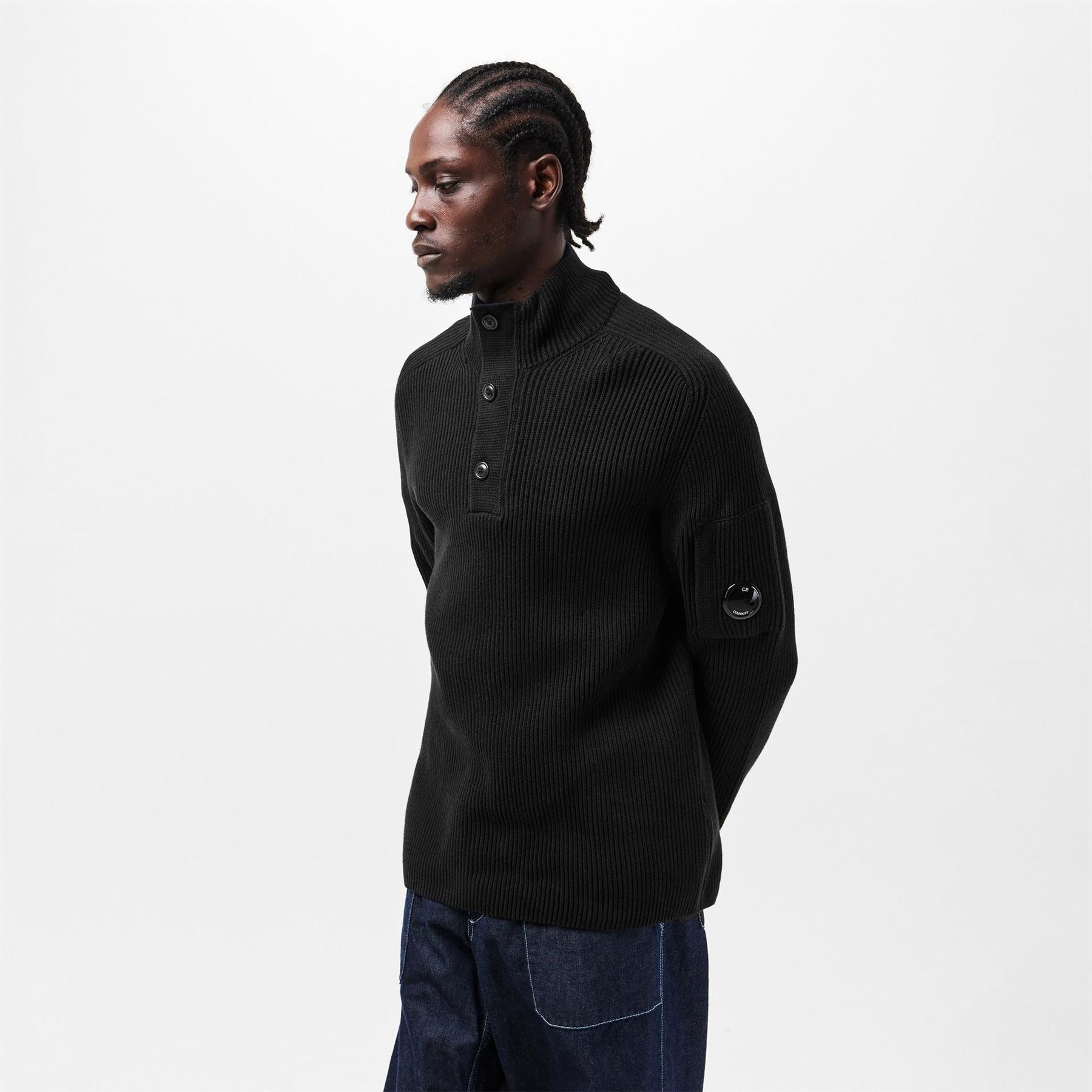 CP Company Quarter Button Knitted Turtle Neck Jumper