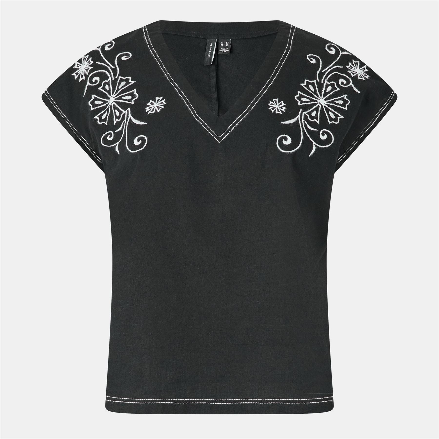 Vero Moda Regular Fit V-Neck Short Sleeve Blouse