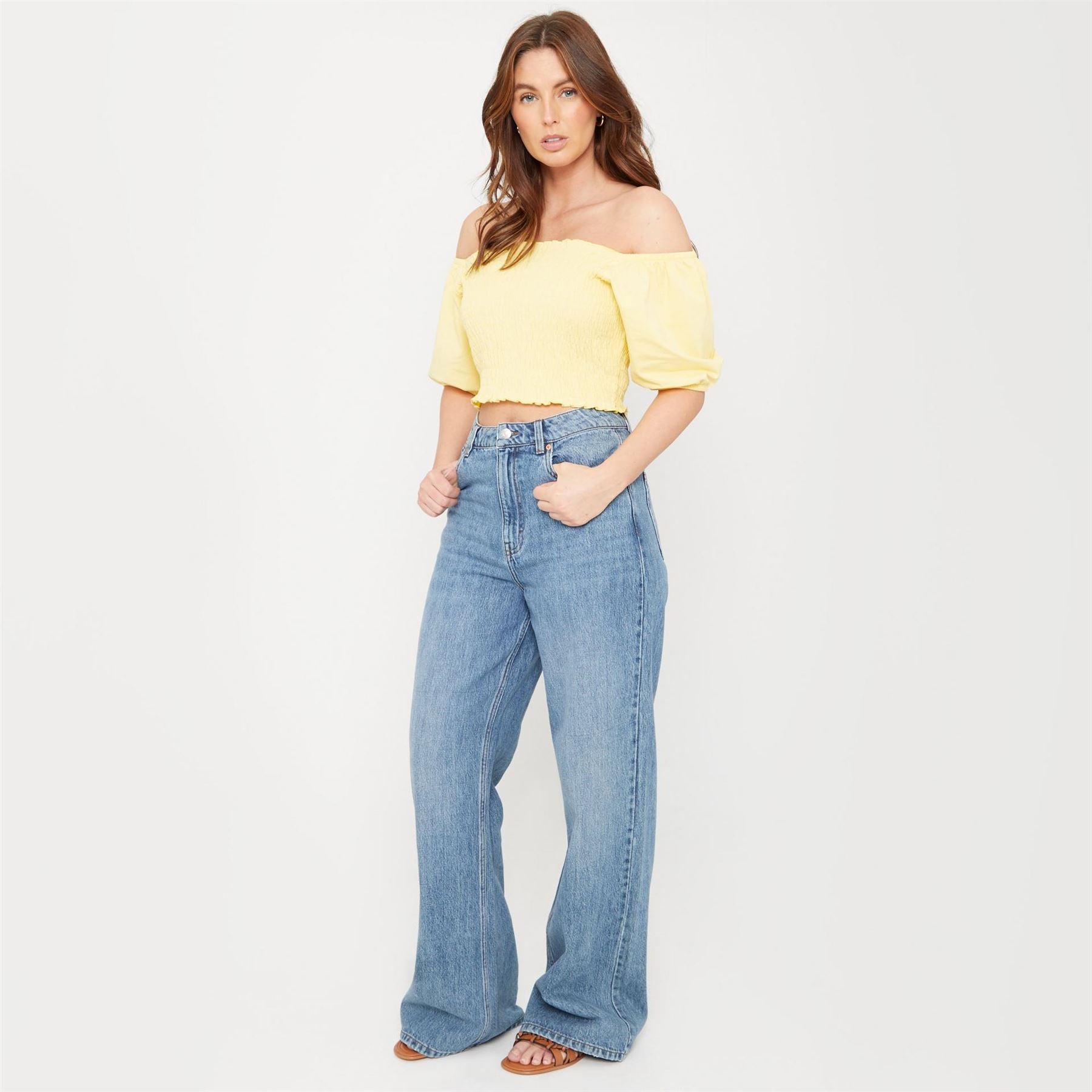 Be You Puff Sleeve Off-The-Shoulder Cropped Blouse