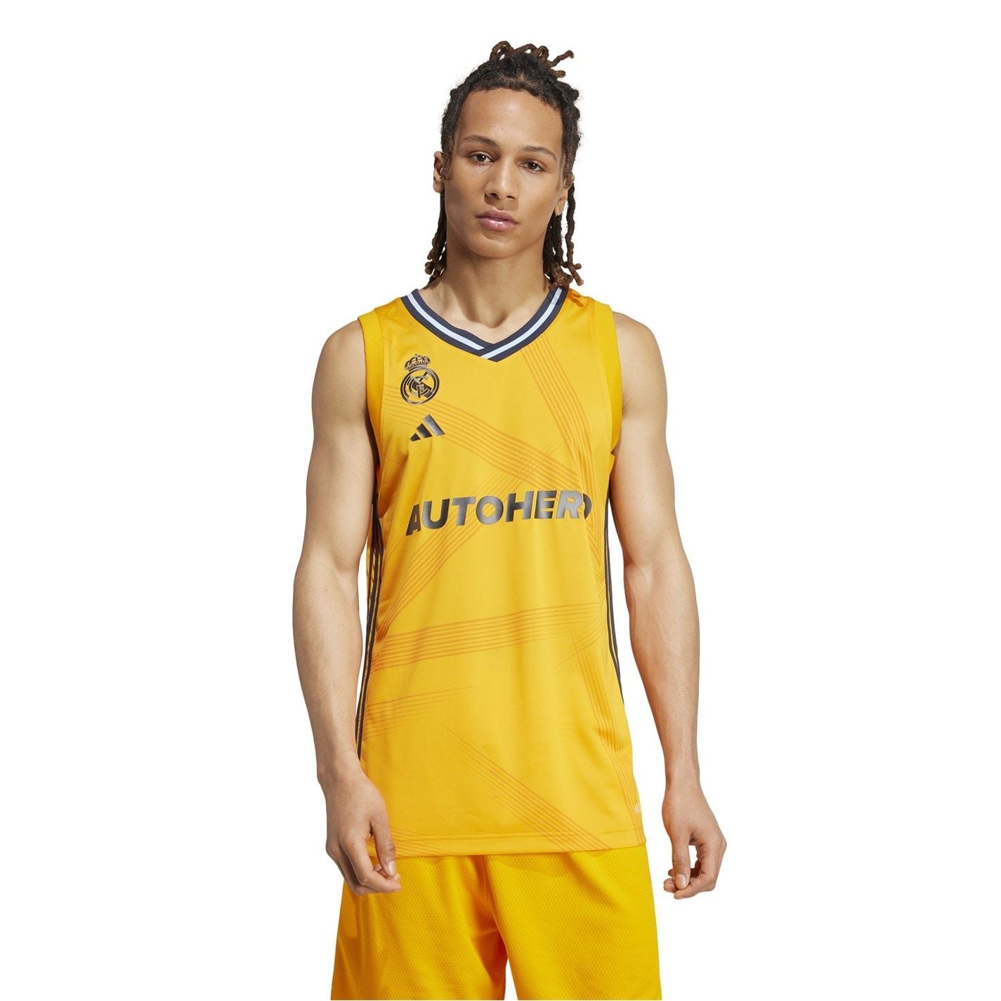 adidas V-Neck Sleeveless Ribbed Collar Jersey Singlet