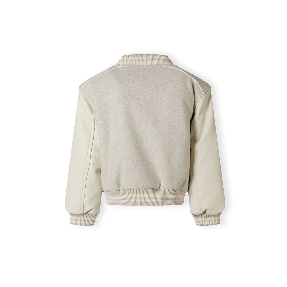 Minoti Girls Baseball Style Jacket With Ny Patch And Faux Leather Sleeves Beige