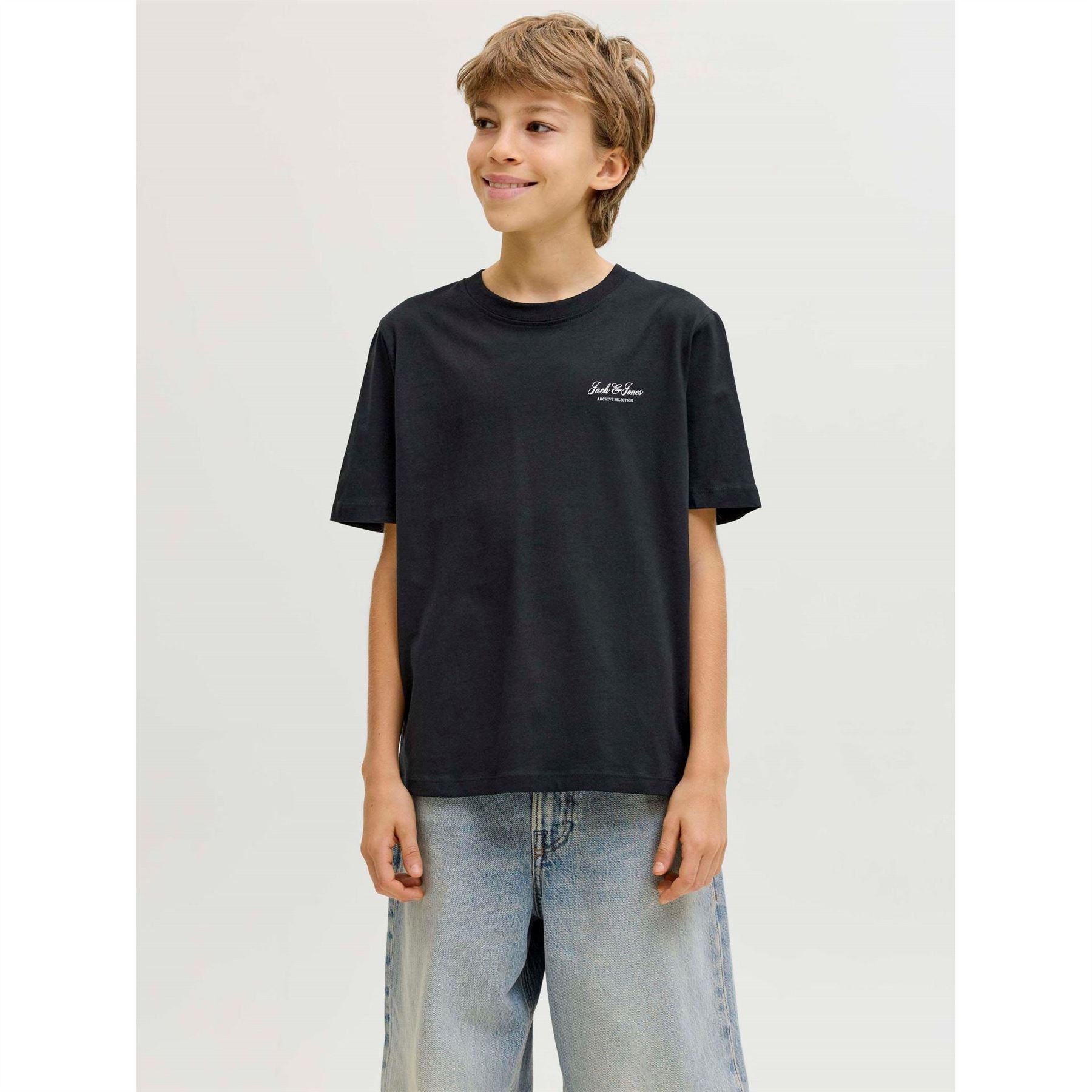 Jack and Jones Archive Printed Logo Text Graphic Crew Neck T-Shirt