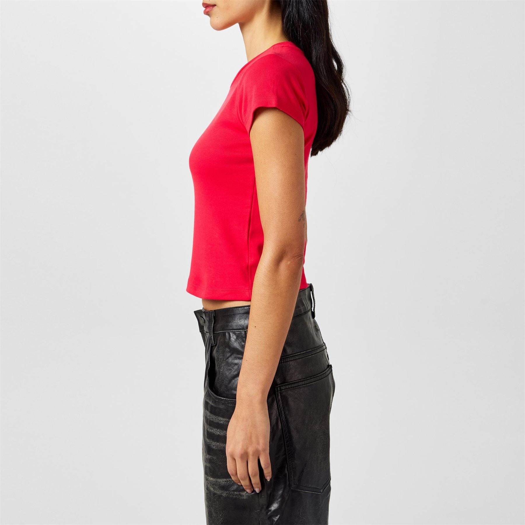 FCUK Cropped Crew Neck Short Sleeve T-Shirt