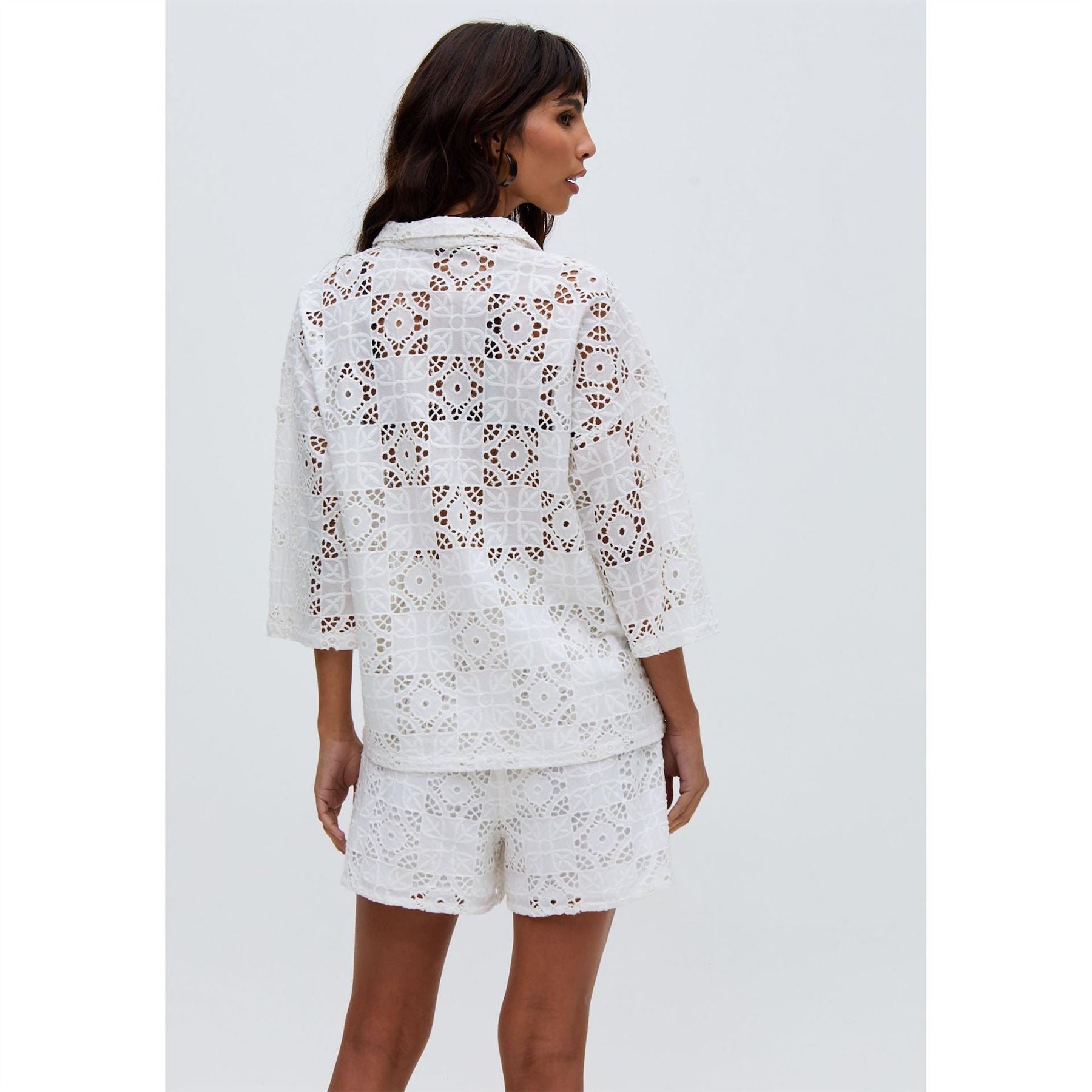 Raffya All Over Broderie Shirt In White
