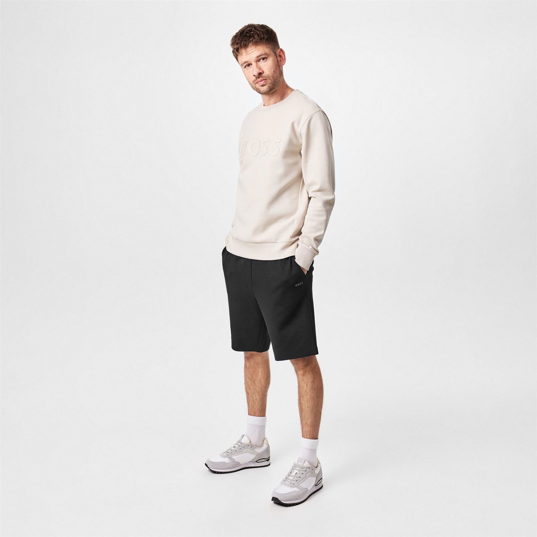 Boss Solid Patterned Sweat Shorts