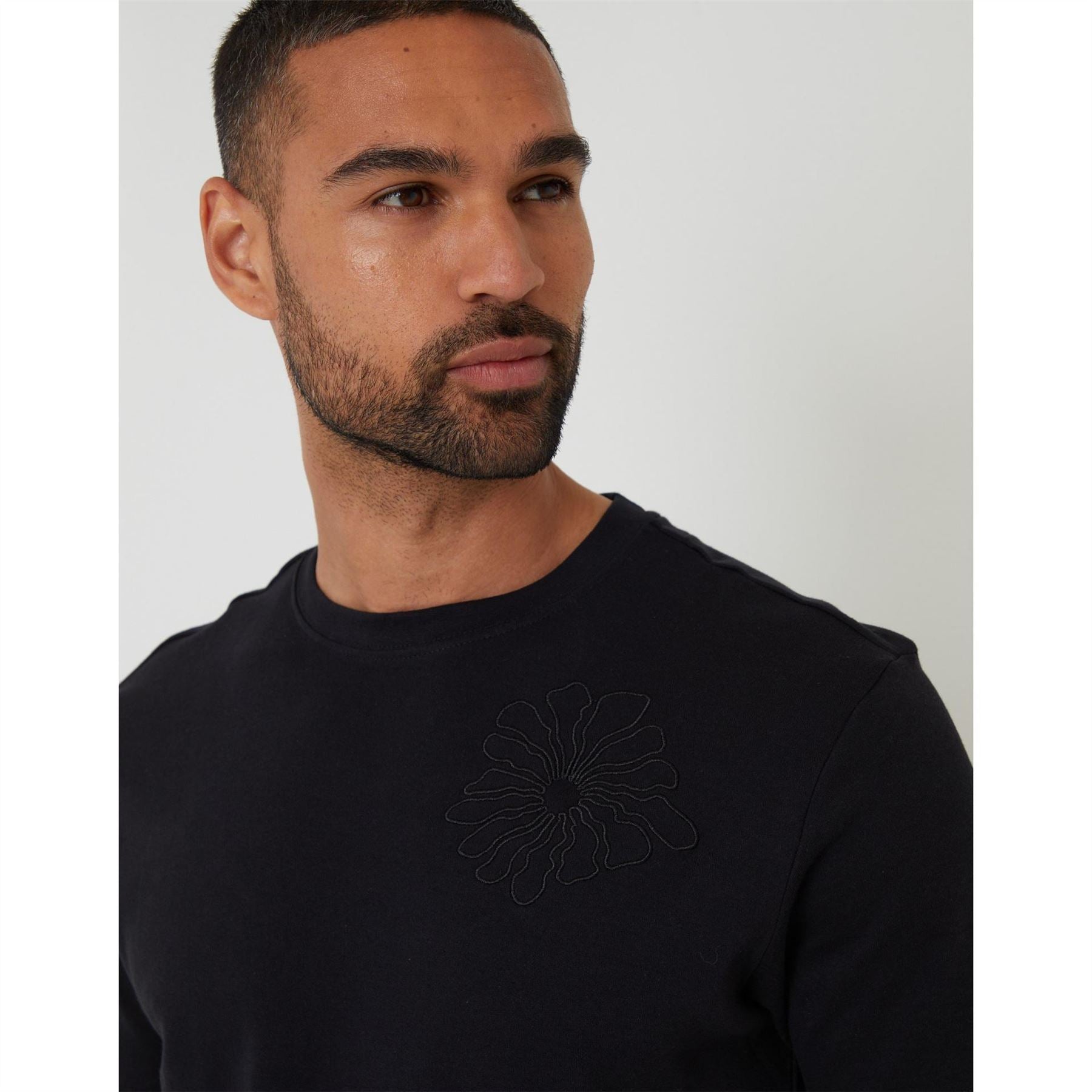 Threadbare Floral Embroidered Regular Fit Crew Neck Short Sleeve T-Shirt