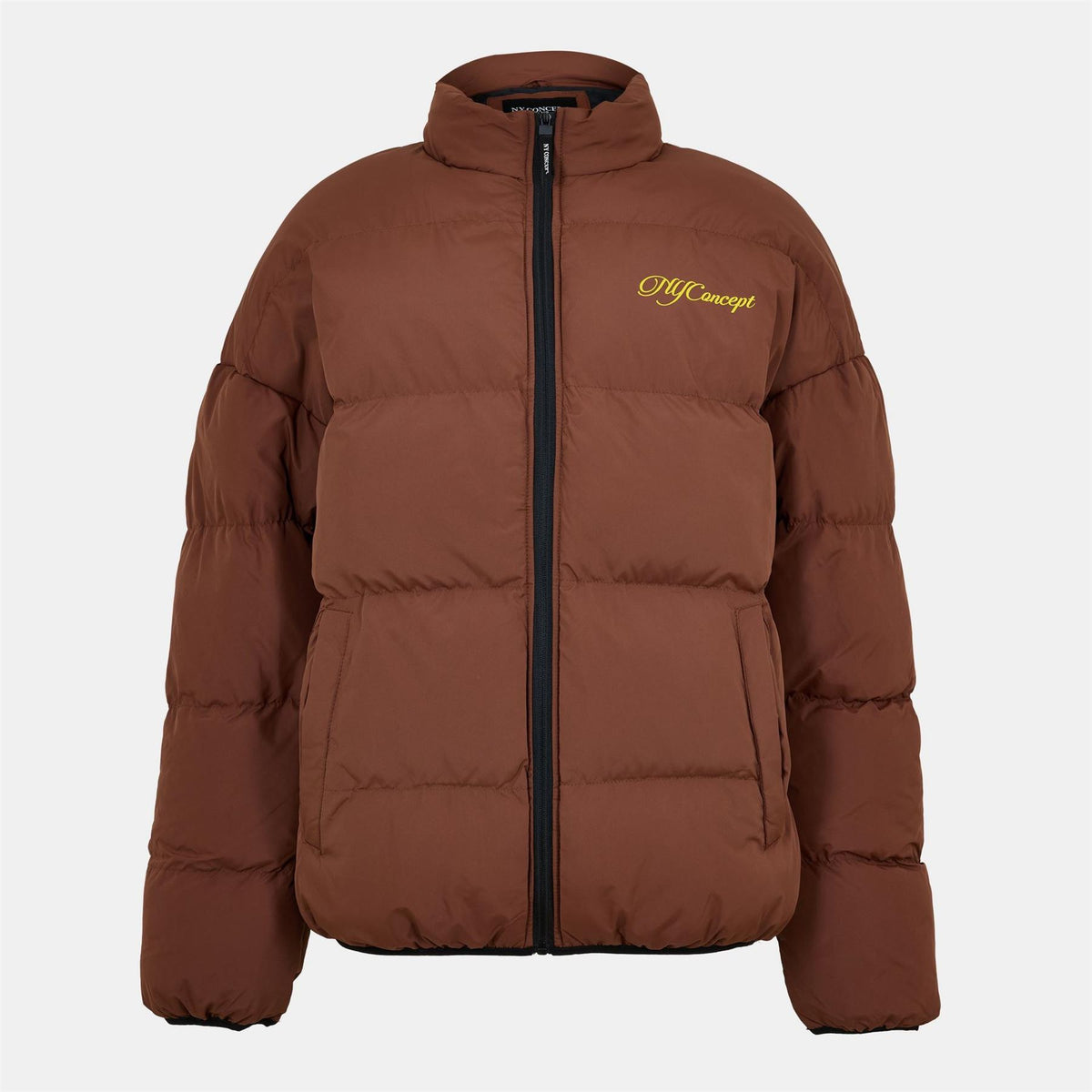 NY Concept Solid Patterned Zipped Pocket Puffer Jacket