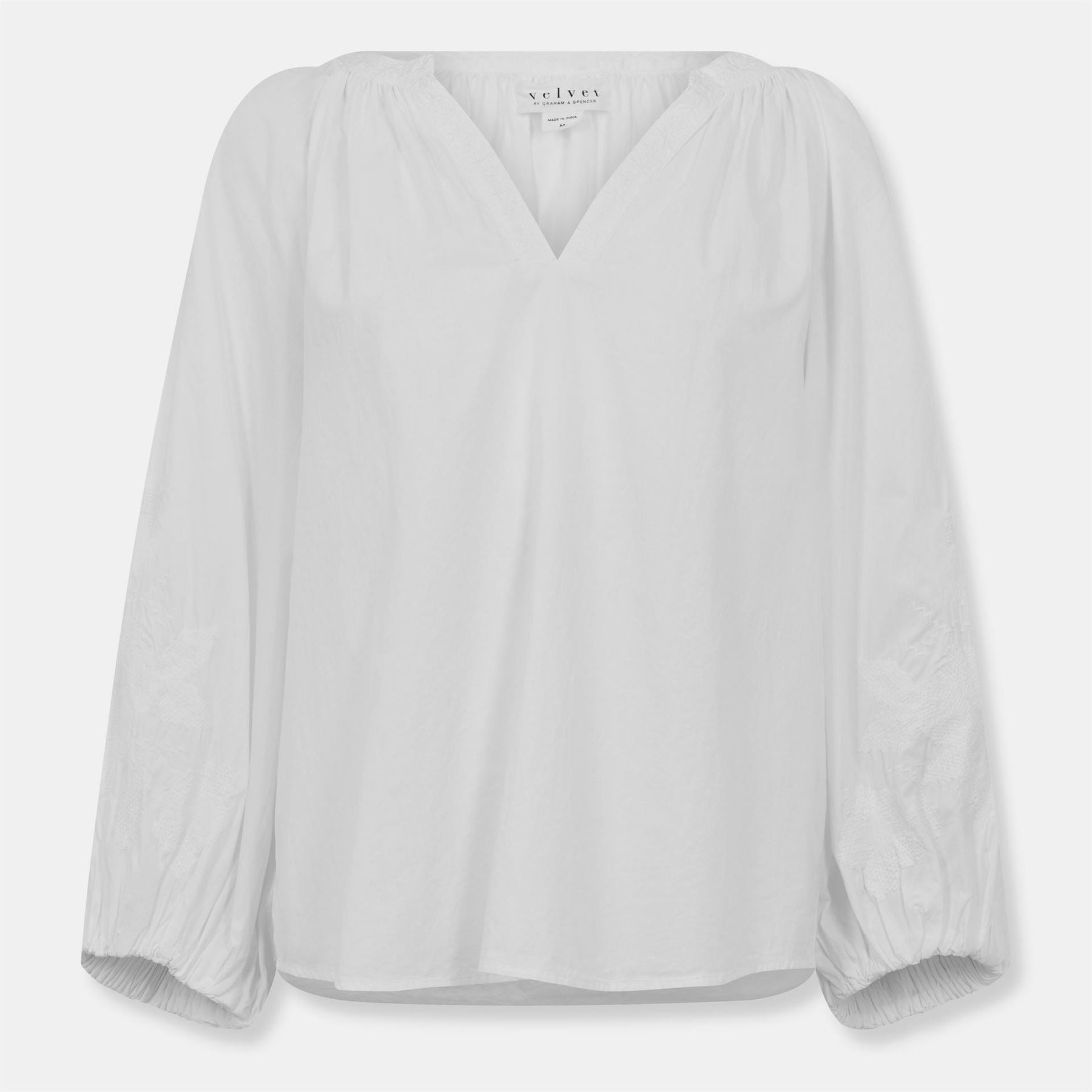 Velvet by Graham and Spencer Regular Fit V-Neck Bishop Sleeve Blouse