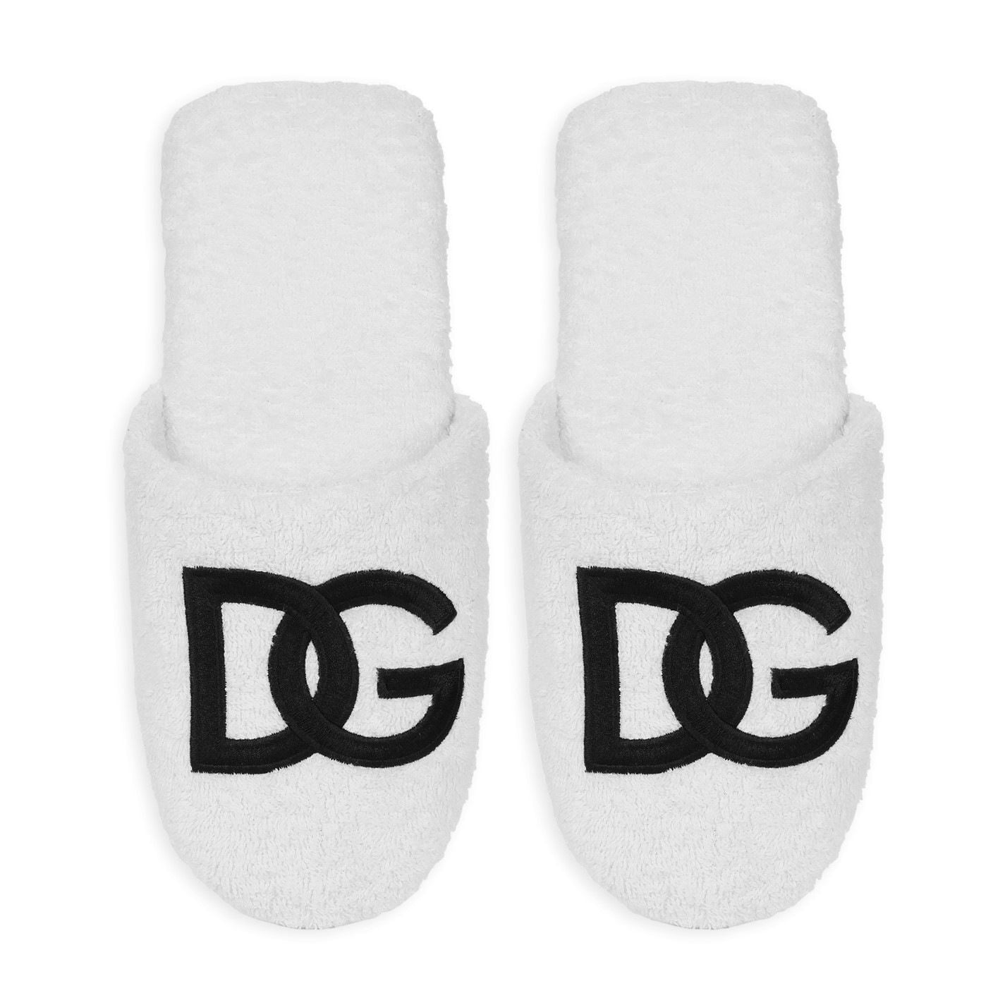Dolce and Gabbana Casa And Gabbana Embroidered Terry Cotton Slippers