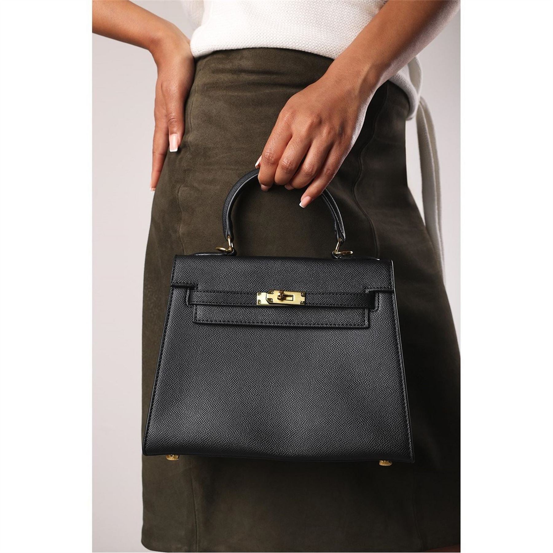 Wheres That From Handle Satchel Mini Tote Bag With Turn Lock