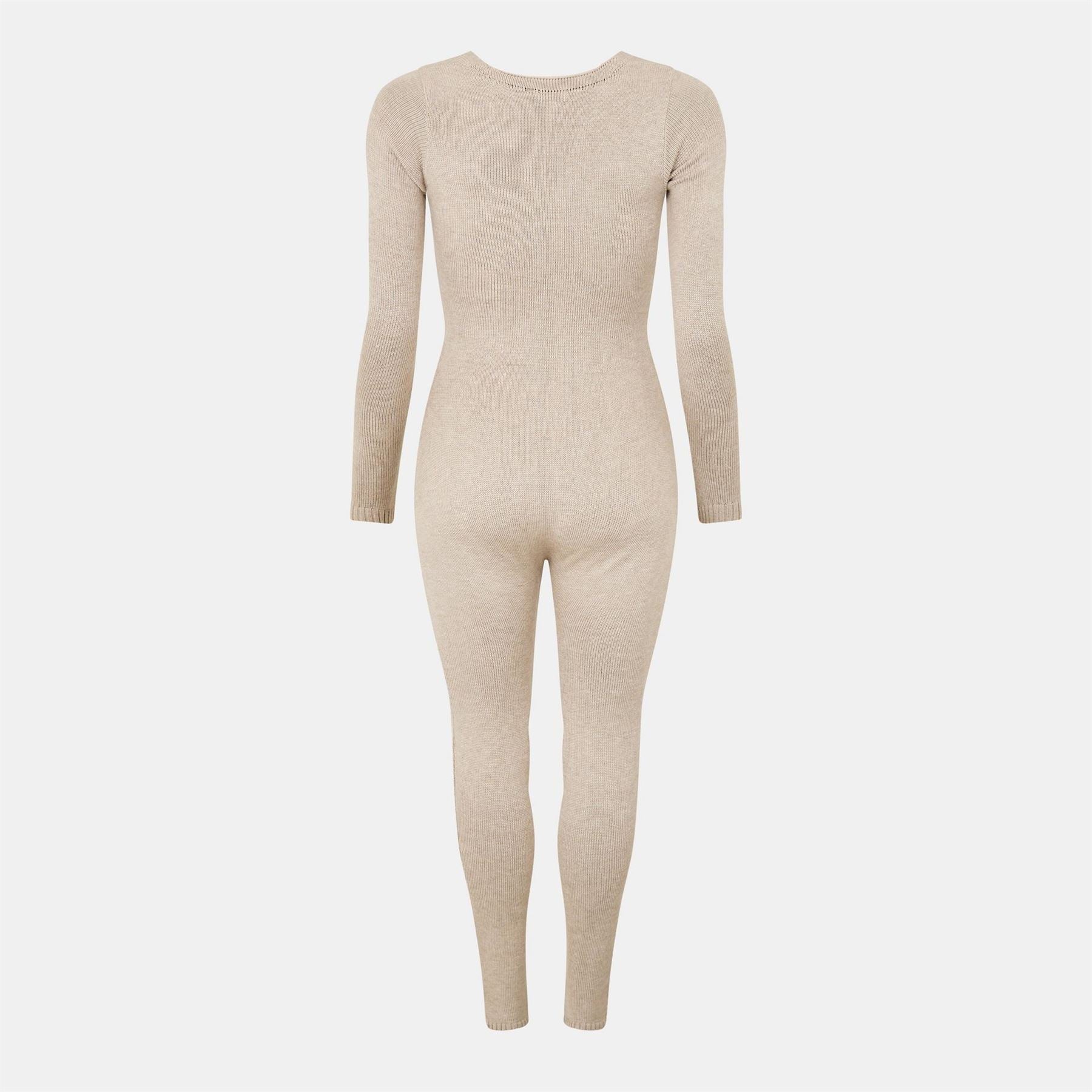 Missy Empire Womens Knitted Long Sleeve Jumpsuit
