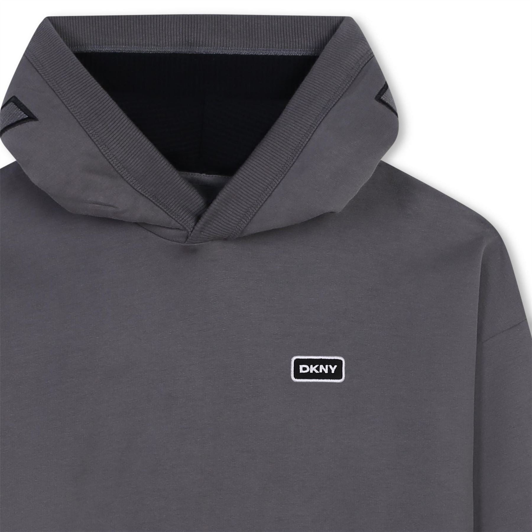 DKNY Kids Logo Applique Pull Over Relaxed Fit Hoodie