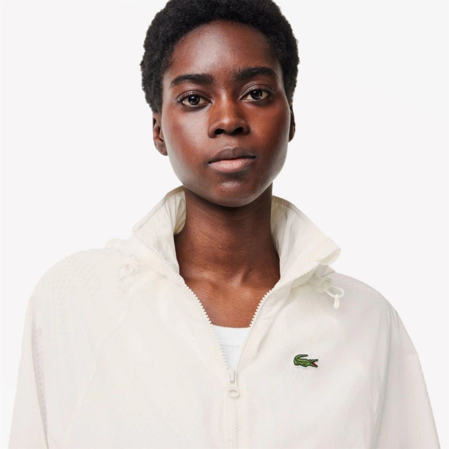 Lacoste Hooded Relaxed Fit Rain Jacket with Logo