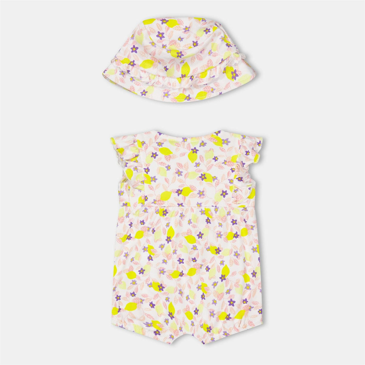 Carrement Beau Crew Neck Floral Patterned Sleeveless Playsuit with Hat