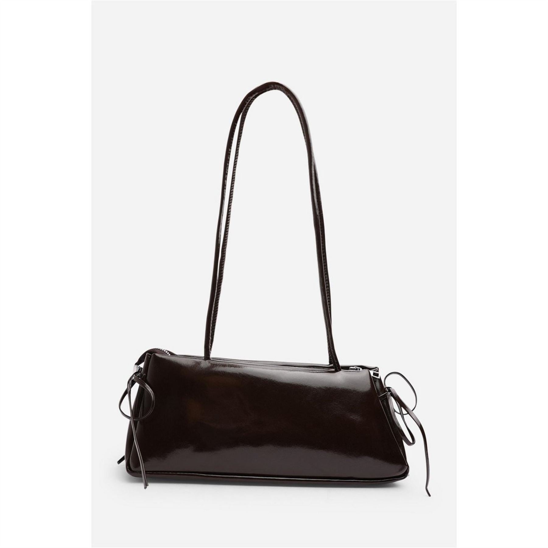 Wheres That From Black Patent Handheld Shoulder Bag