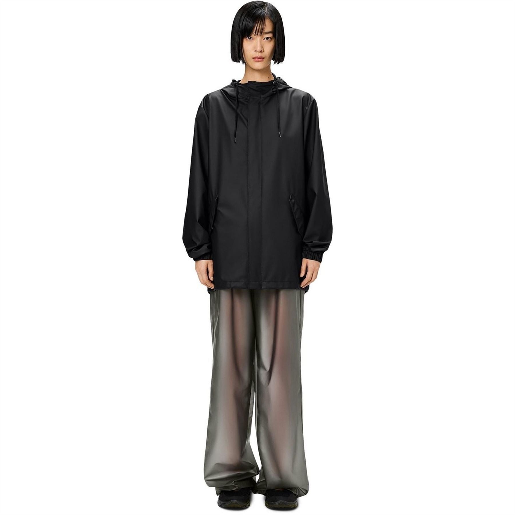 Rains Hooded Fishtail Solid Patterned Rain Jacket