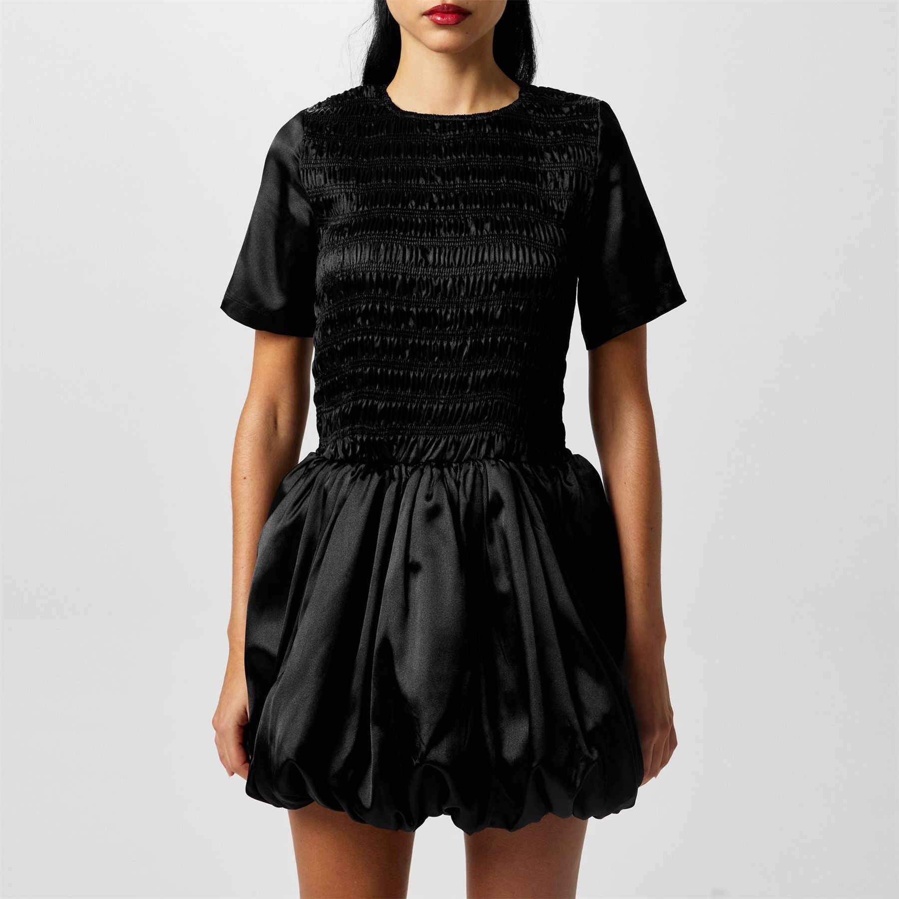 AmyLynn Eleanor Shirred Mini Peplum Dress