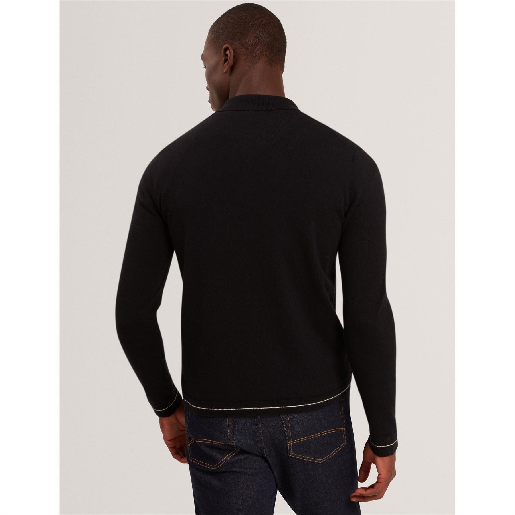 Ted Baker Chevron Stitched Detail Zip Neck Shirt Collared Jacket