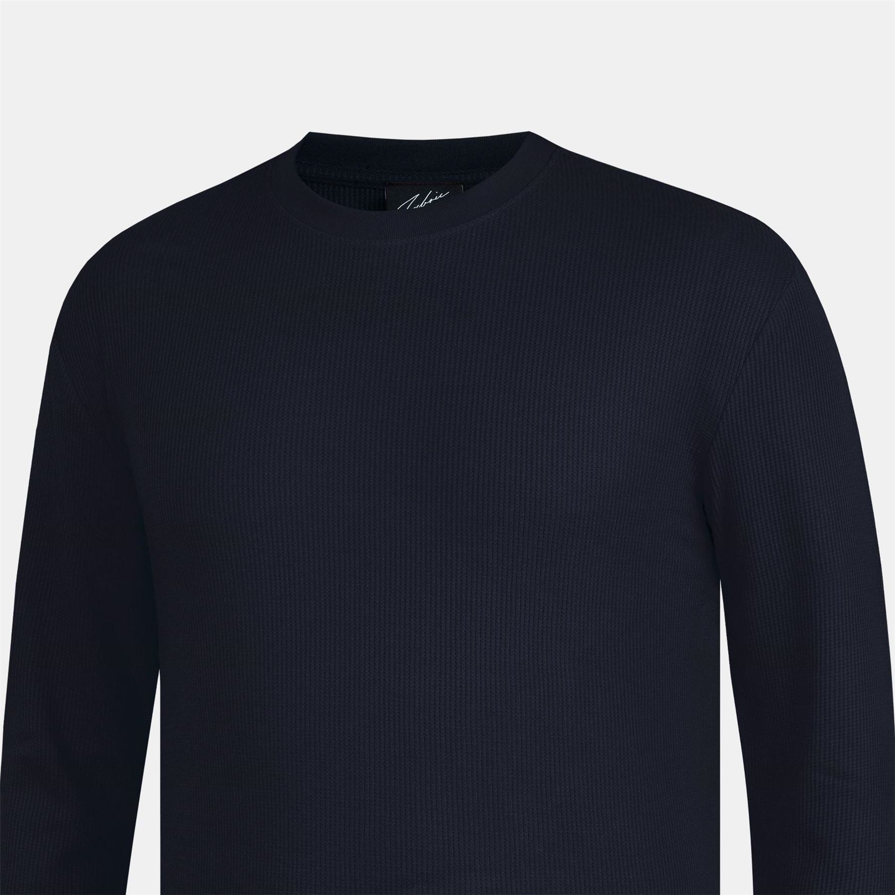 Fabric Crew Neck Long Sleeve Waffle T-Shirt
