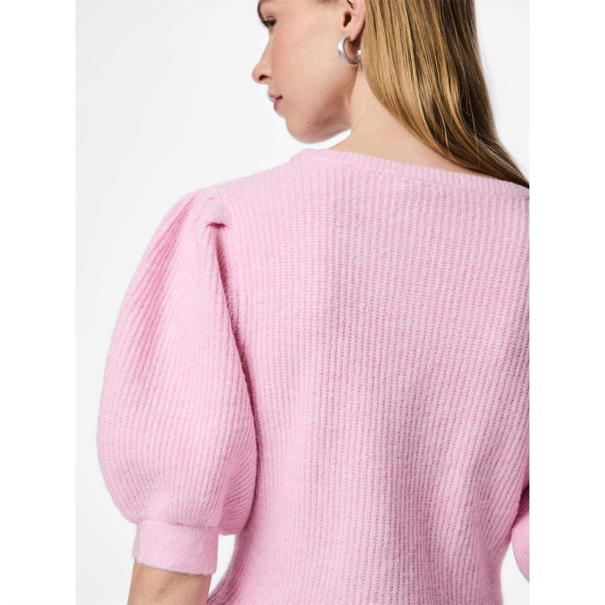 Pieces Crew Neck Puff Sleeve Short Sleeve Sweater