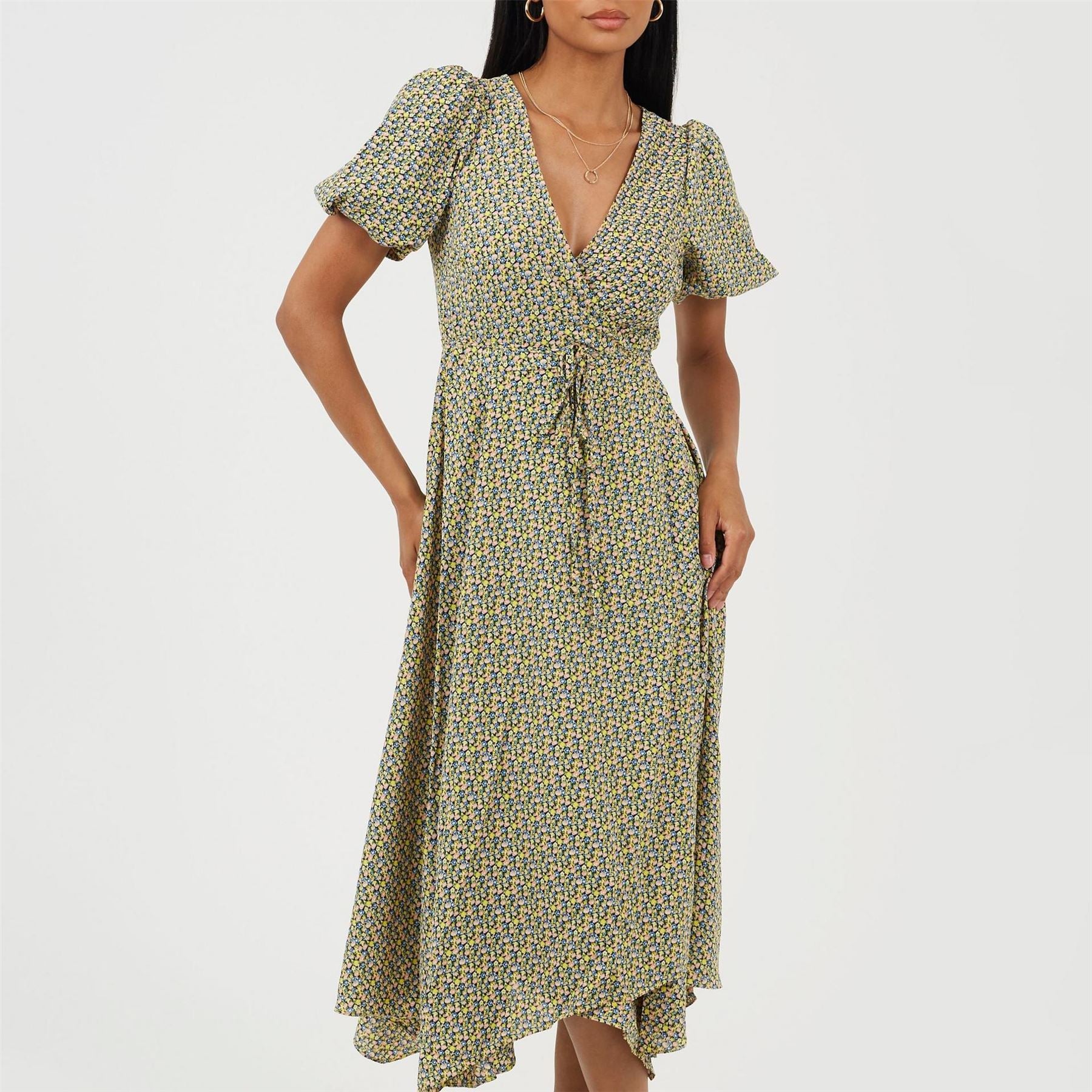Brave Soul V-Neck Short Sleeve Midi Dress