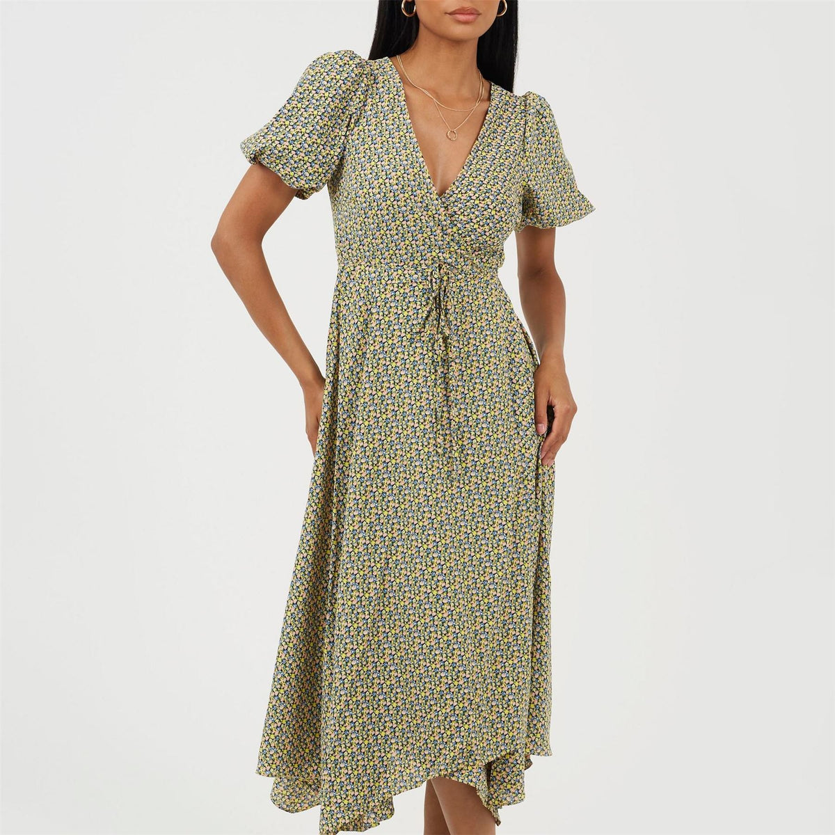 Brave Soul V-Neck Short Sleeve Midi Dress