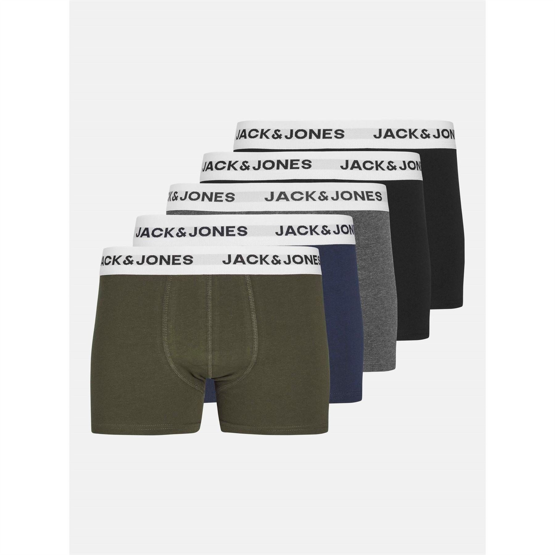 Jack and Jones White Waistband Pack Boxer Trunks