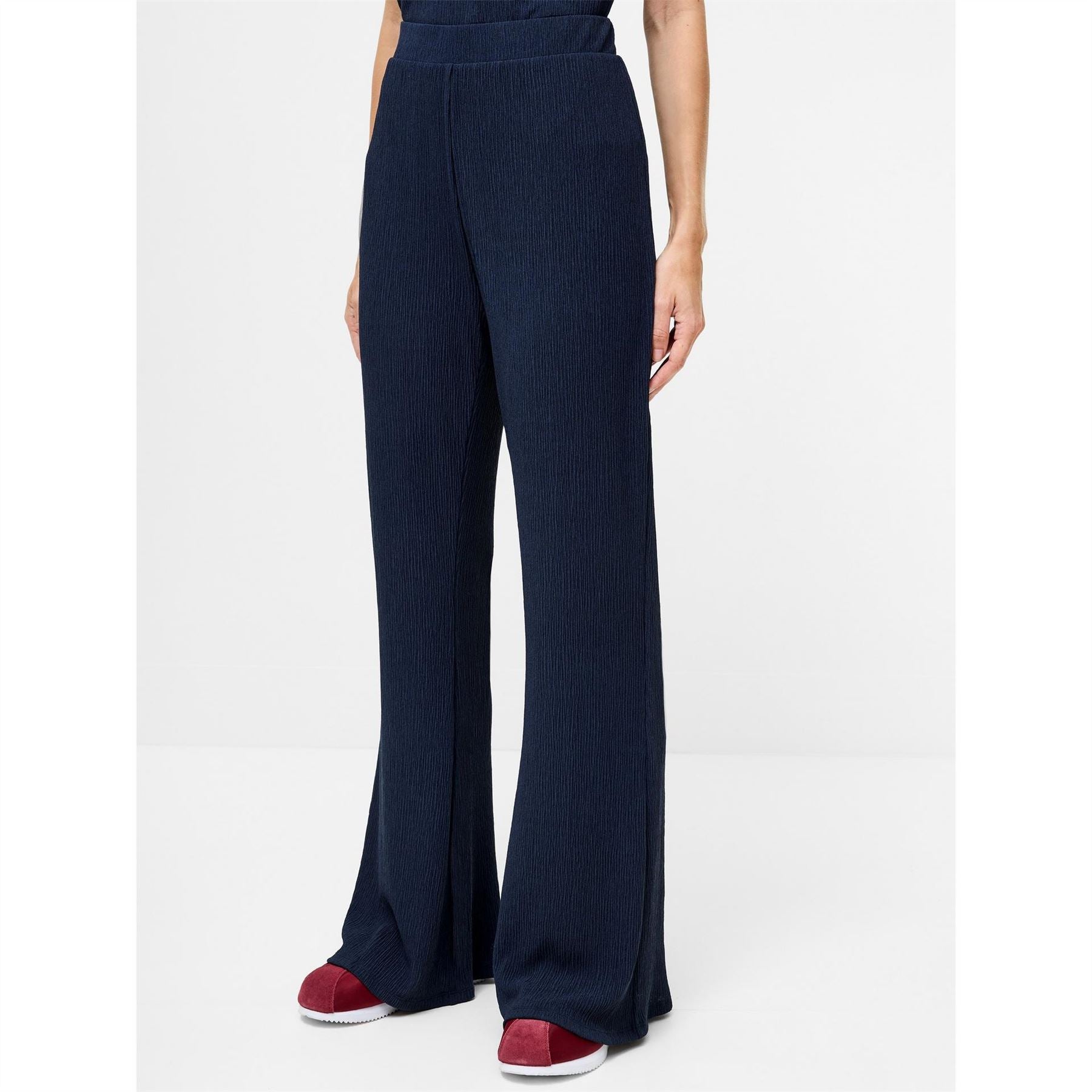French Connection Meera Solid Patterned Flared Trousers