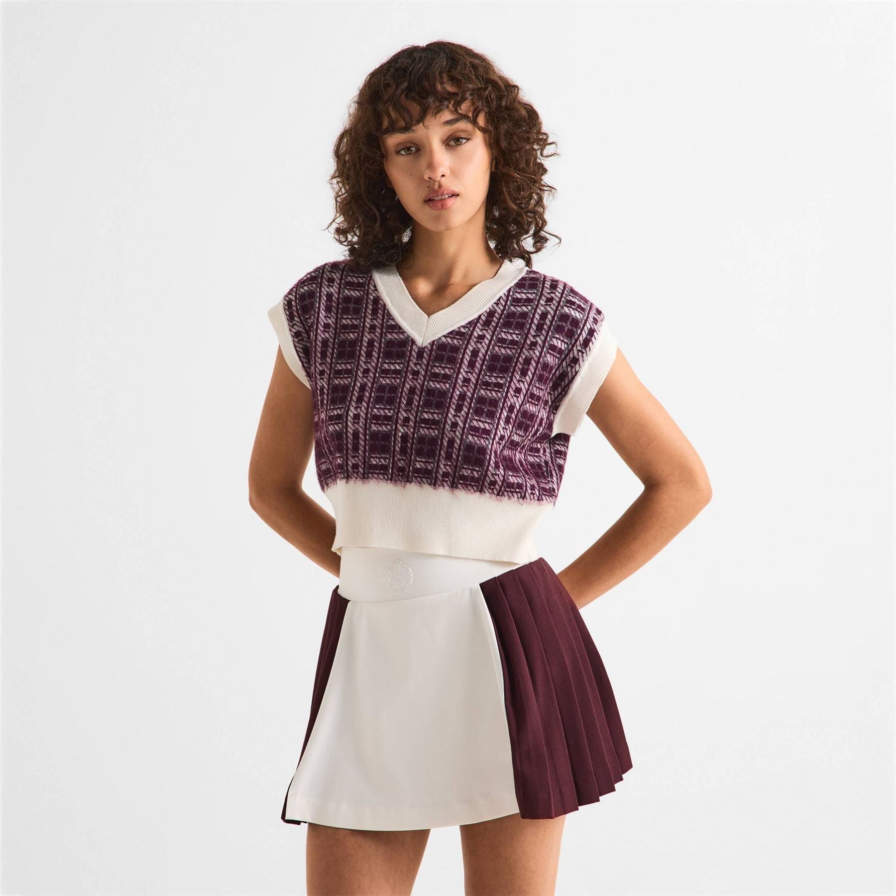 Slazenger Court Women’s Post Match Plaid Knitted Vest