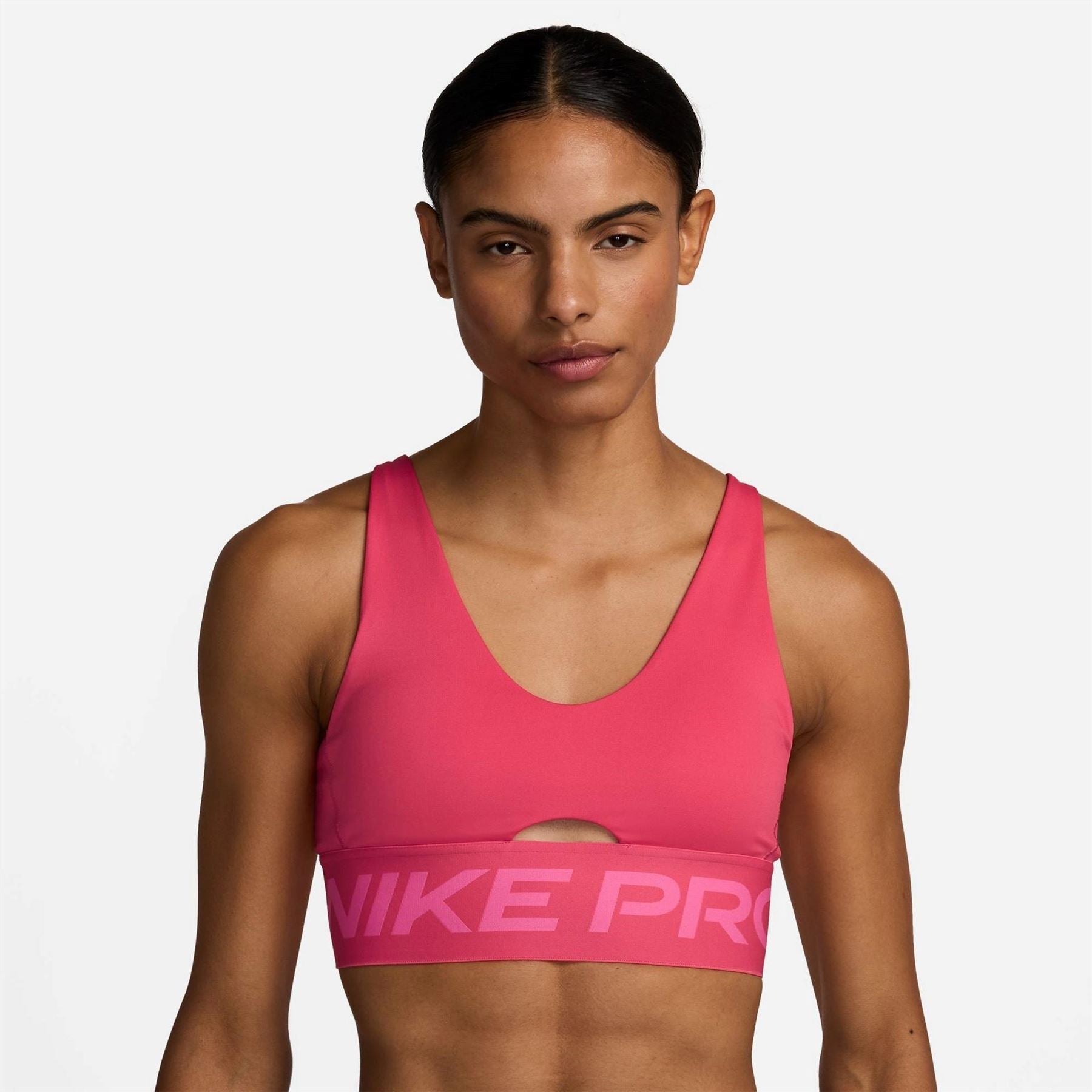 Nike Womens Pro Indy Plunge Medium Support Padded Sports Bra Medium Impact