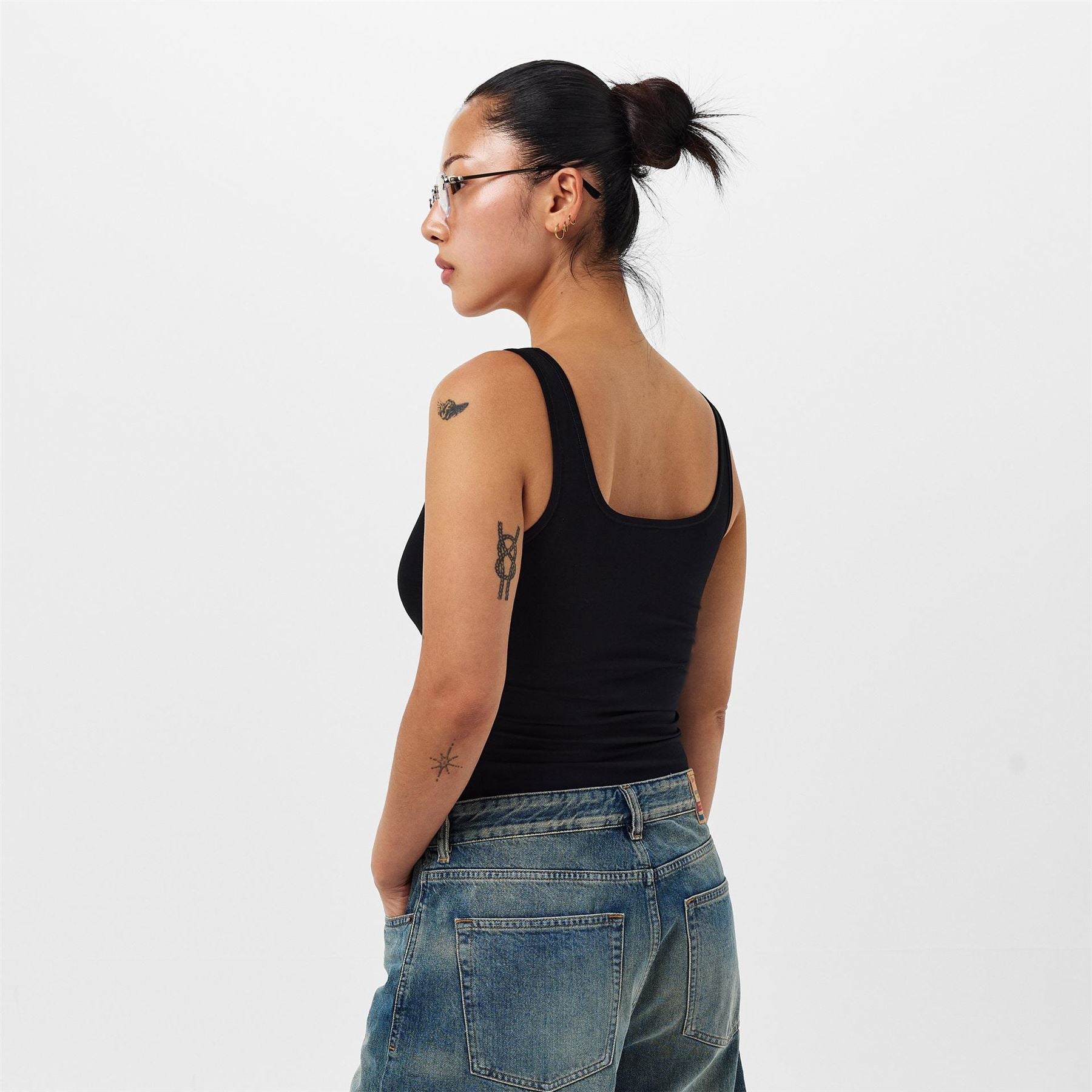 Boss Square Neck Sleeveless Spaghetti Strap Tank