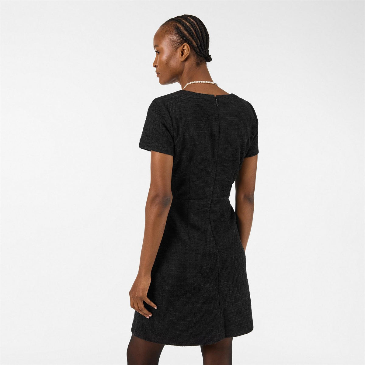 Karl Lagerfeld Tweed Crew Neck Short Sleeve Mini Dress