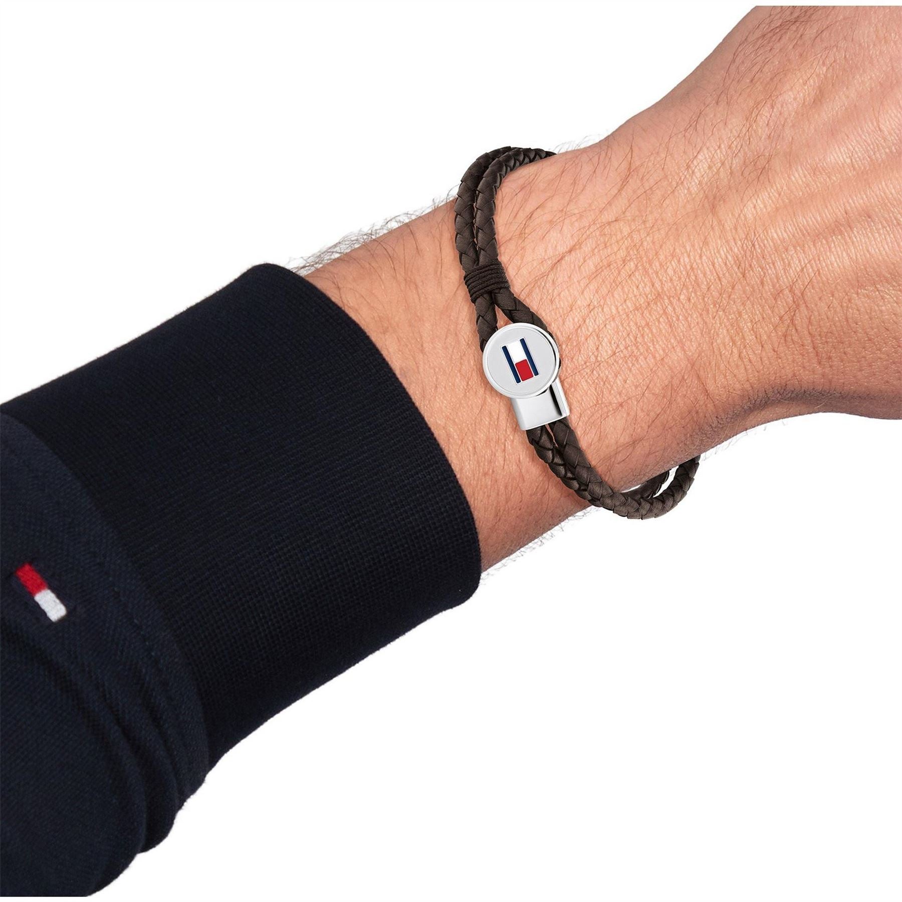 Tommy Hilfiger Hilfiger Men’s Braided Leather Bracelet