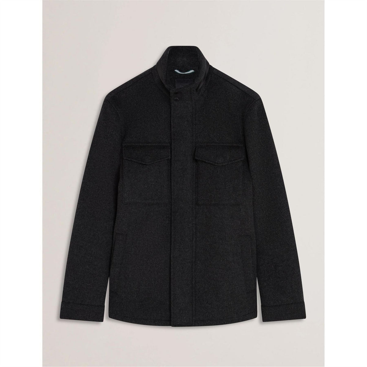 Ted Baker Solid Patterned Snap Button Flap Pocket Field Jacket