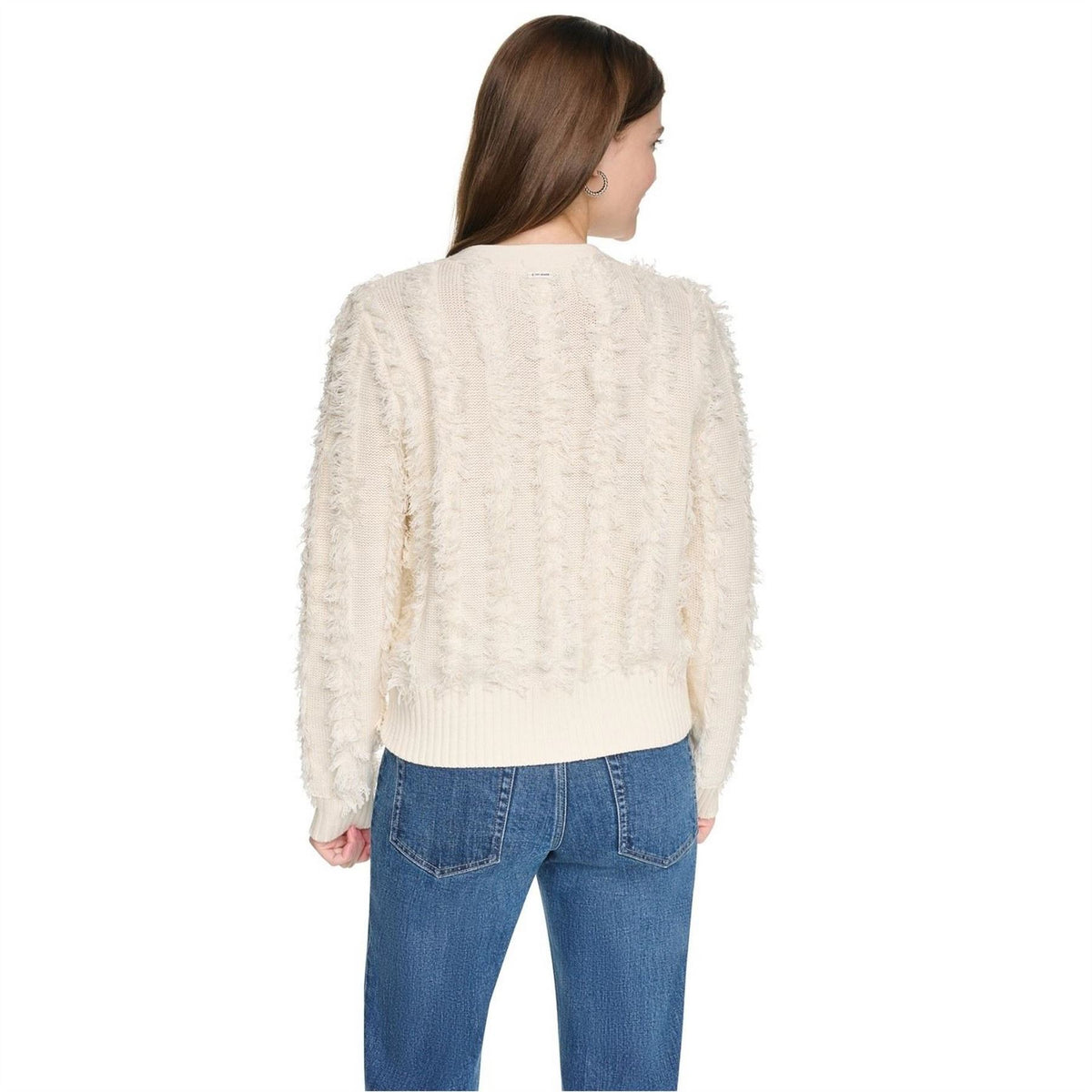 DKNY V Neck Fringe Cardigan