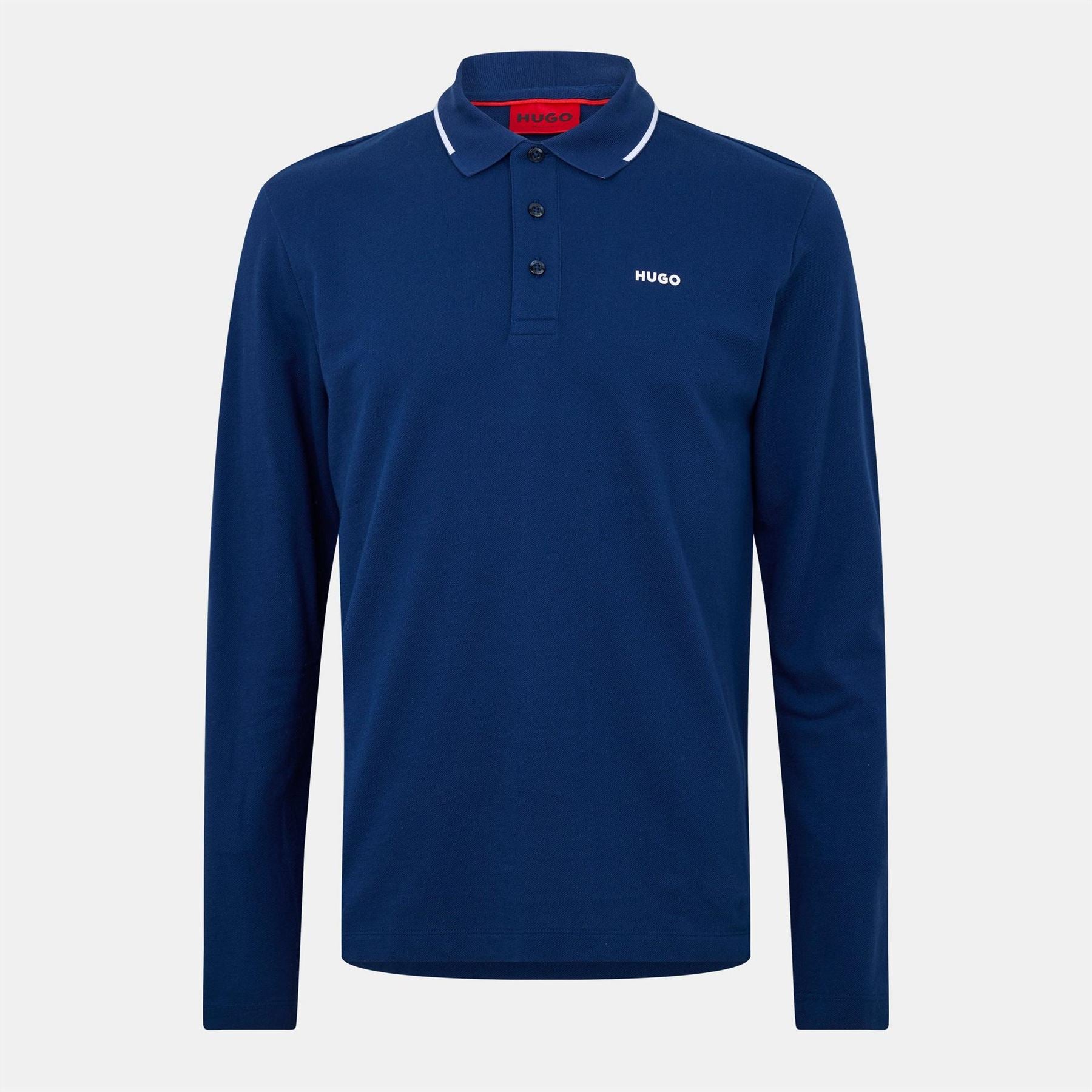 Hugo HUGO Derriko Long Sleeve Polo Shirt with Logo Detail