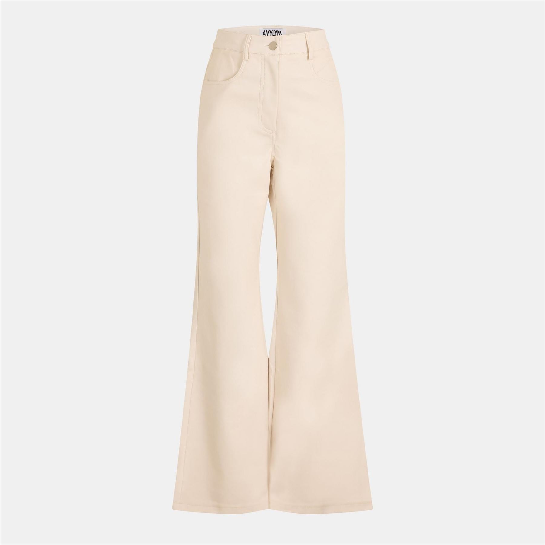 AmyLynn Solid Patterned Wide Leg Trousers