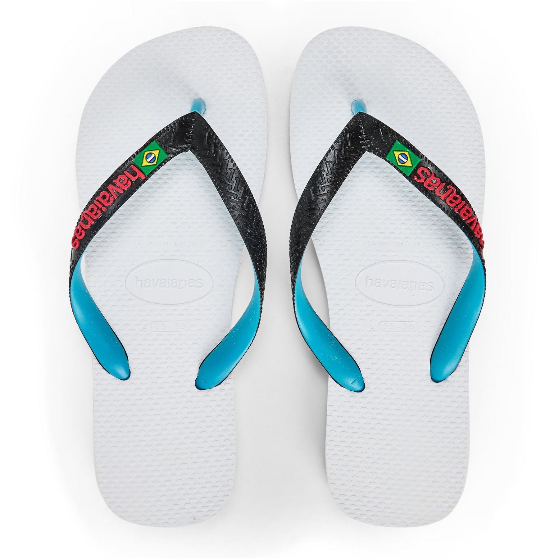 Havaianas Womens Brasil Mix White Black 35 36 Flip Flops